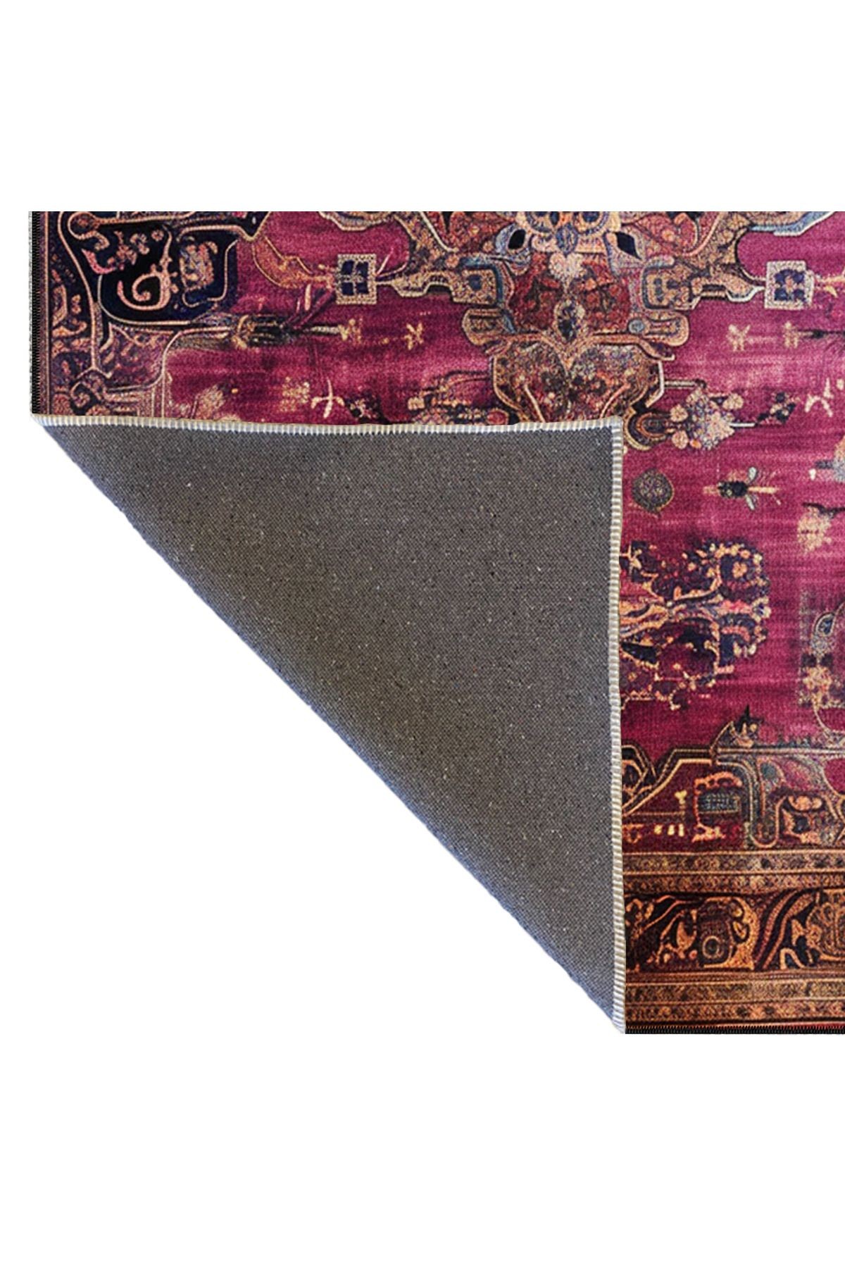 Dido 2 Koleksiyonu Pembe Temalı Geleneksel Motif Desenli Vintage Dekoratif Halı 05