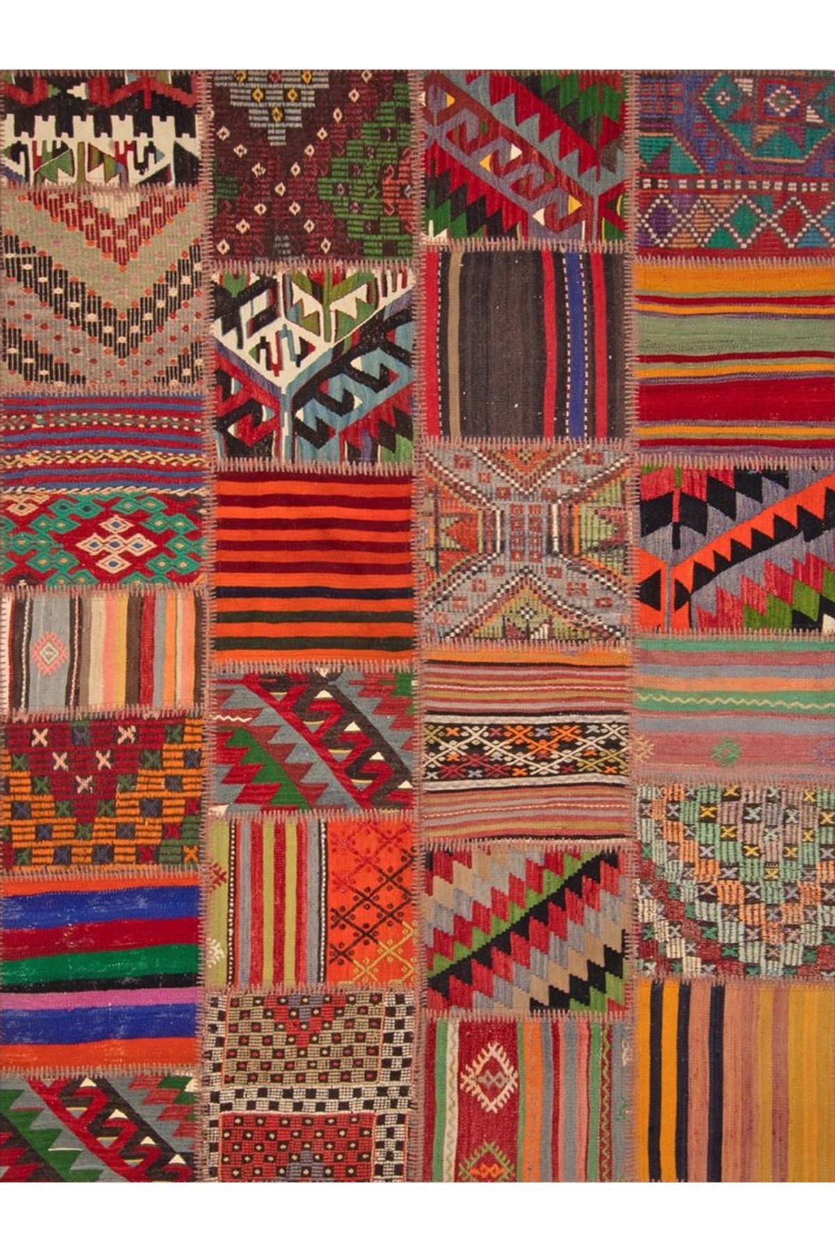 Aysu Koleksiyonu Çok Renkli Patchwork Görünümlü Dokuma Taban Modern Dekoratif Halı aysu16