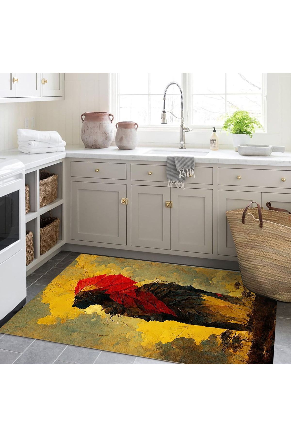 Ebru Koleksiyonu Kırmızı Detaylı Soyut Desenli Dokuma Taban Modern Dekoratif Halı ebru31