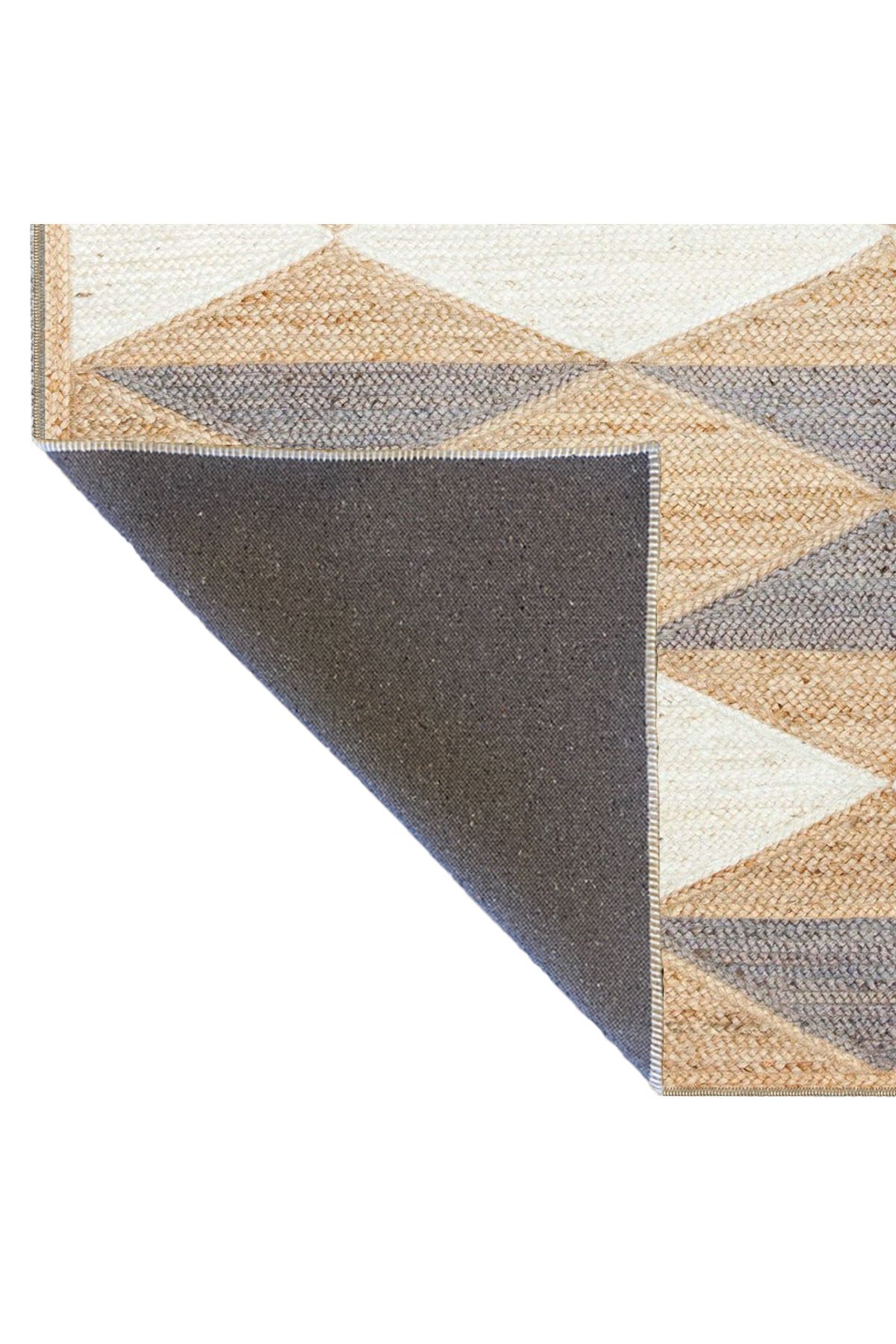 Bej Gri Temalı Üçgen Geometrik Desenli Kreatif Modern Dekoratif Halı 3895