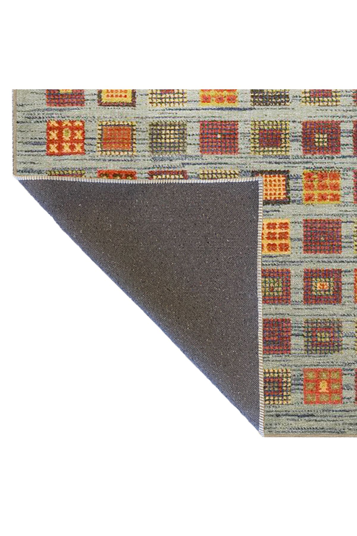 Gri Tonlarında Küplü Geometrik Desenli Dokuma Taban Halı 4131