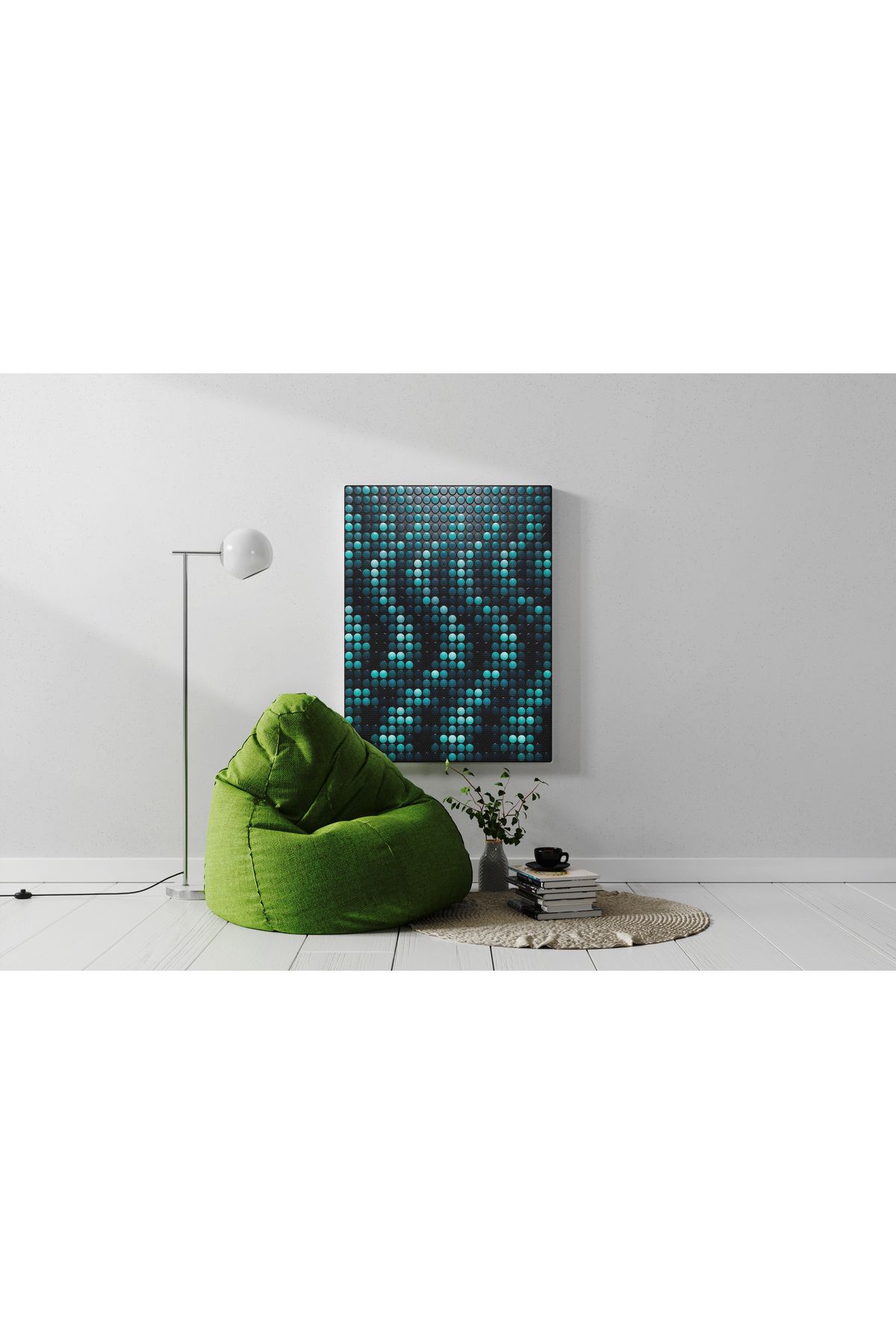 Kanvas Tablo Siyah Tonlarda Piksel Desenli Modern Tablo