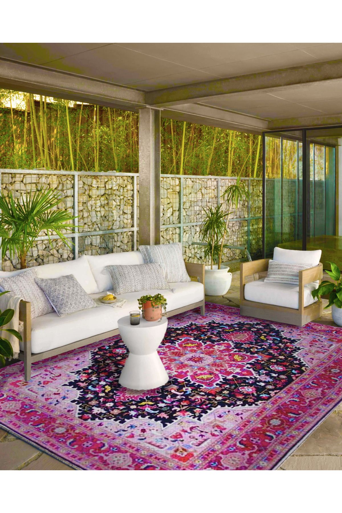 Geleneksel Pembe Çok Renkli Temalı Desenli Dokuma Taban Halı ve Yıkanabilir Halı aloha199