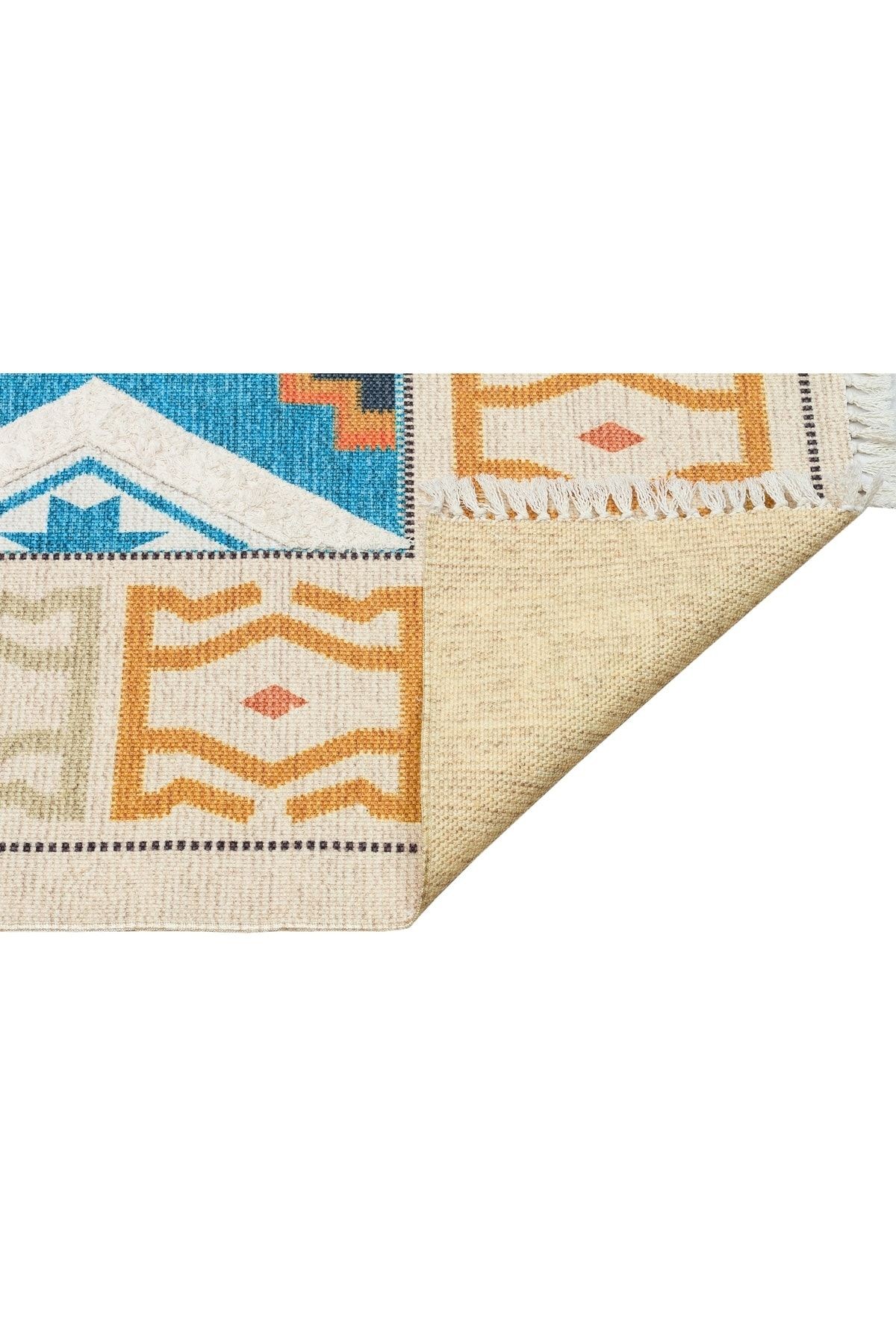 Rustik 4035 Etnik Ve Geometrik Turkuaz Kilim