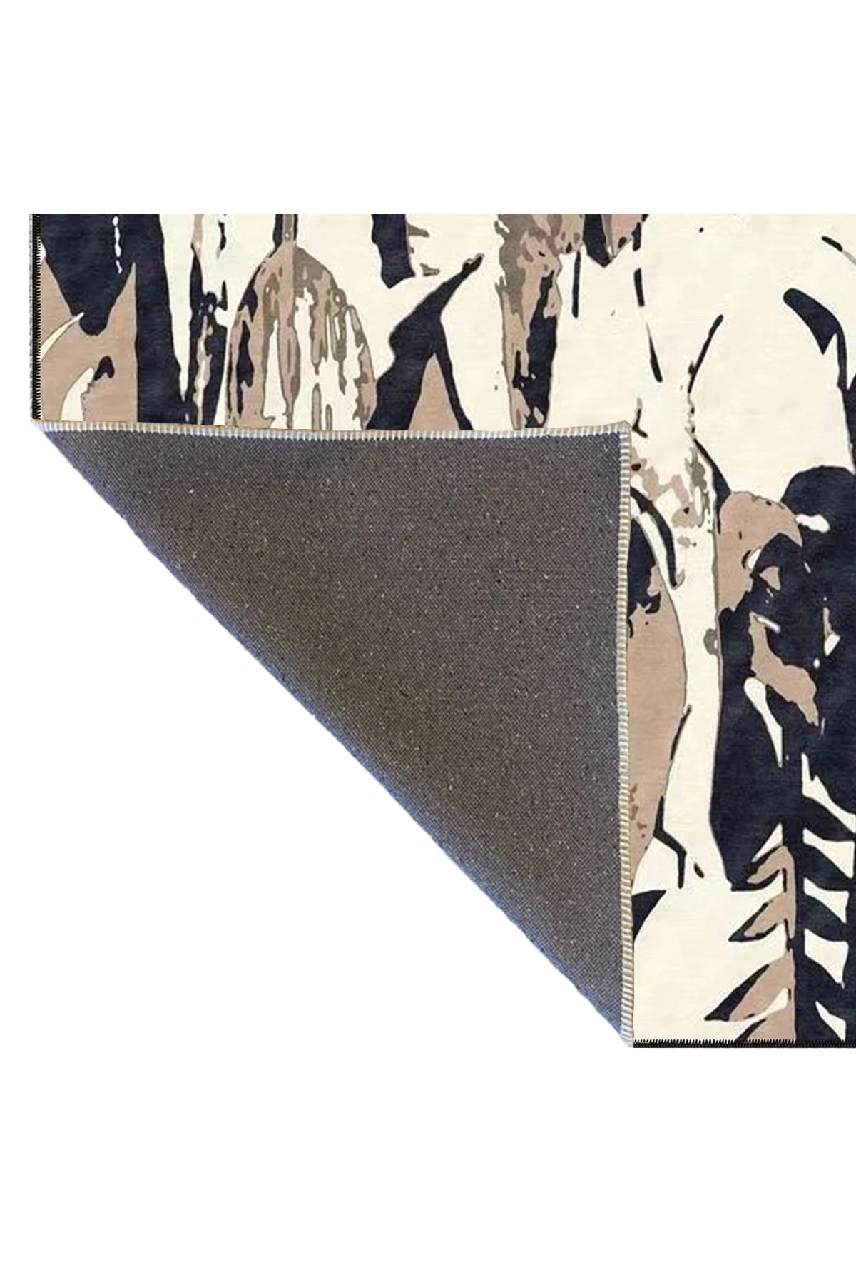 Kahverengi Fırça Çizimli Modern Dekoratif Halı ve Yıkanabilir Halı miravip9561