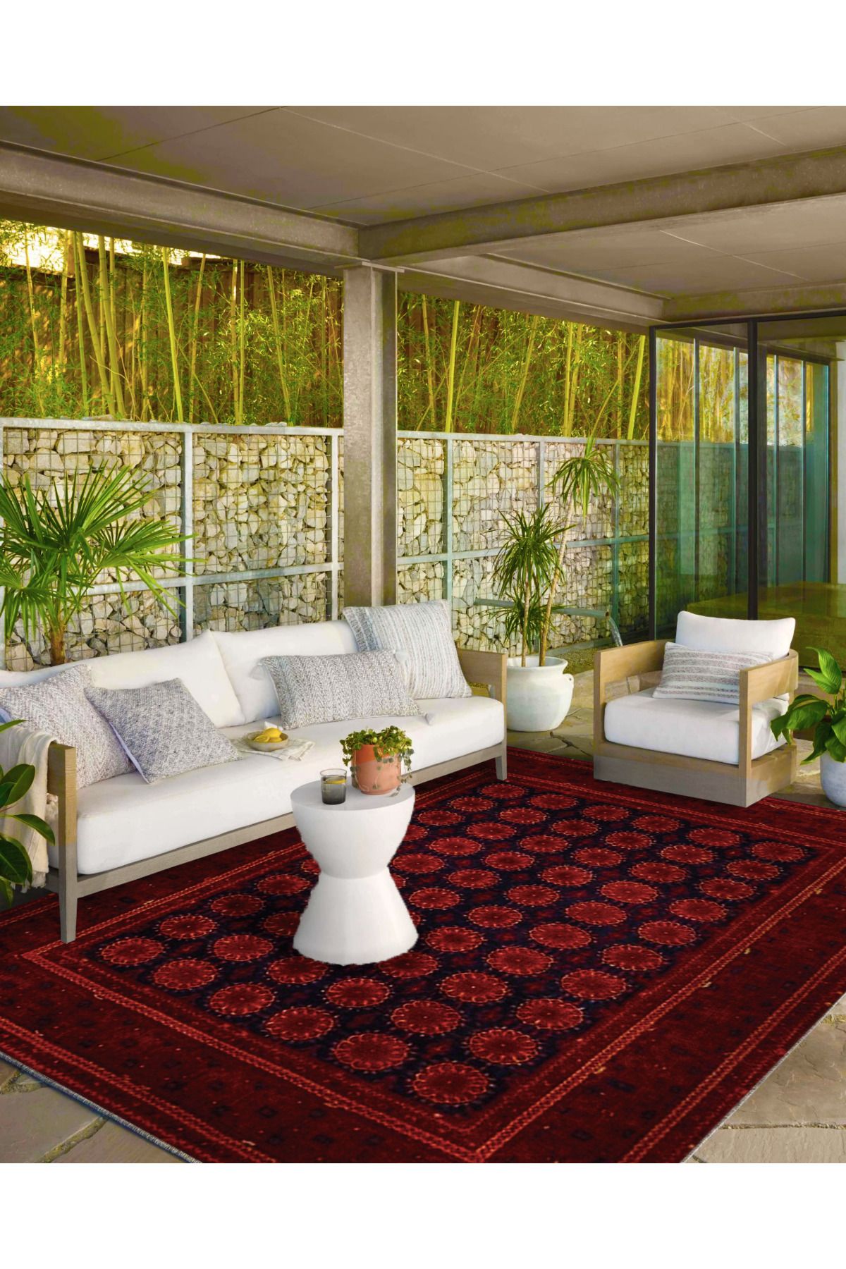 Paris Koleksiyonu Bordo Temalı Etnik Motifler Desenli Vintage Dekoratif Halı 105