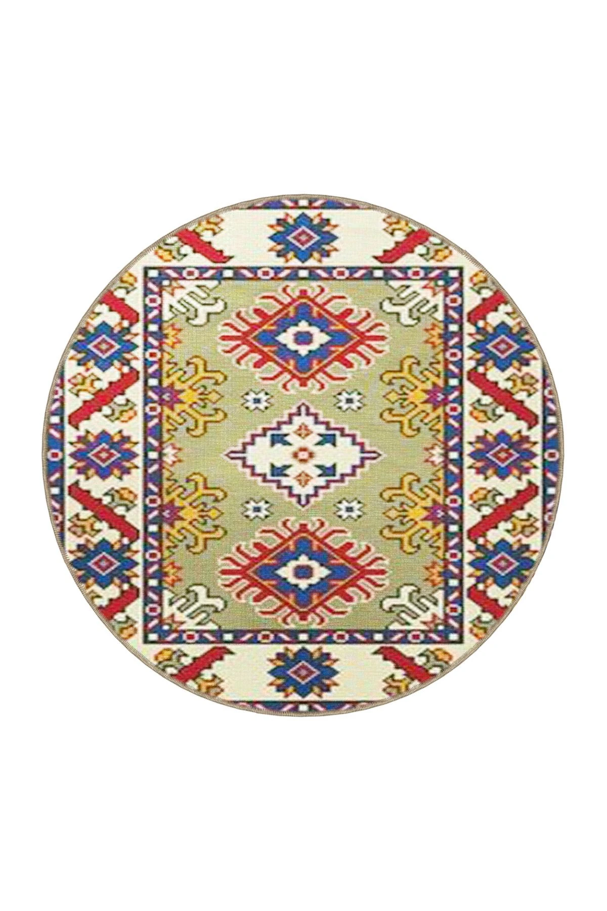 Kahverengi ve Mavi Geometrik Dekoratif Halı 4141