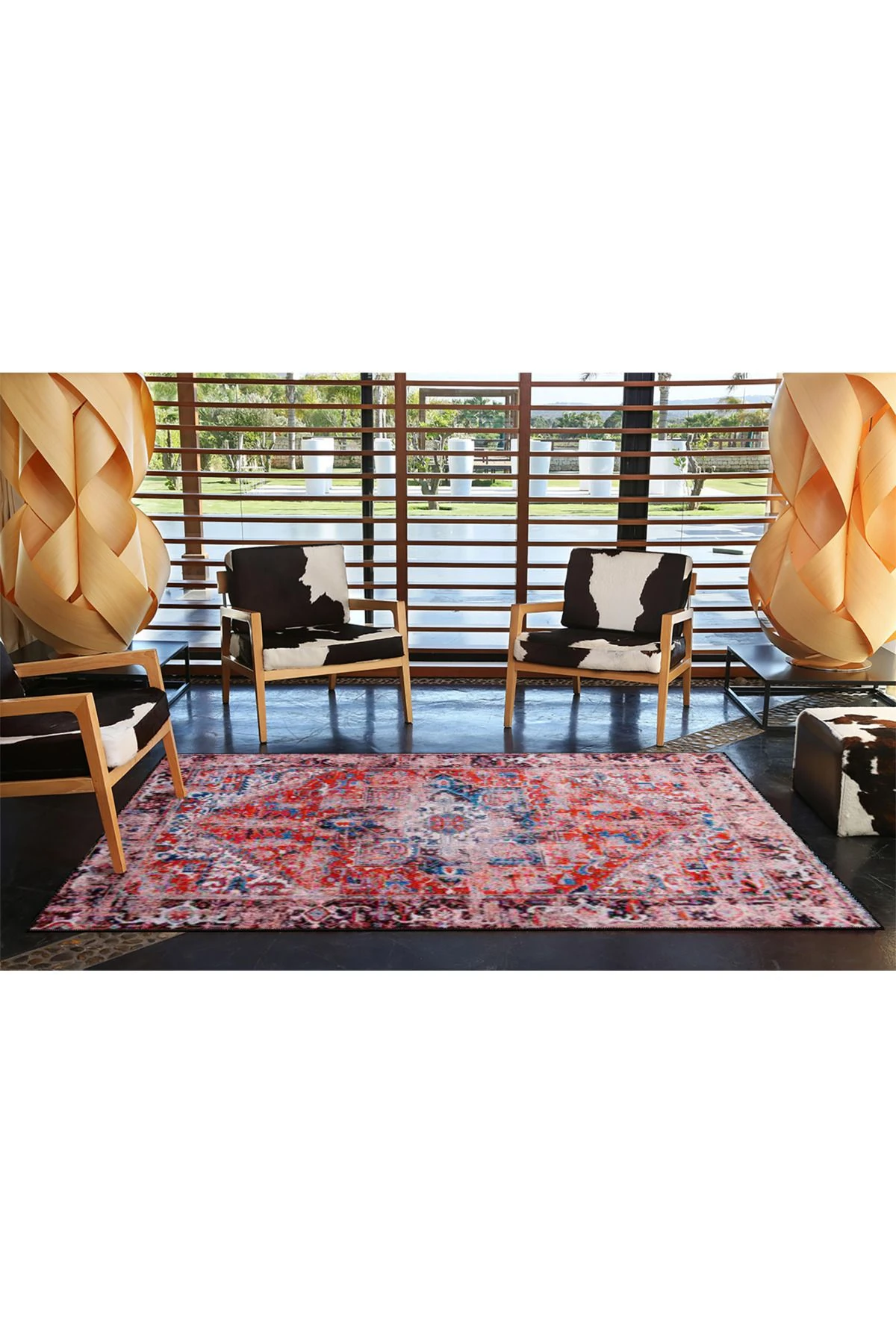 Baklava Kırmızı Renkli Geleneksel Dekoratif Halı miravip590