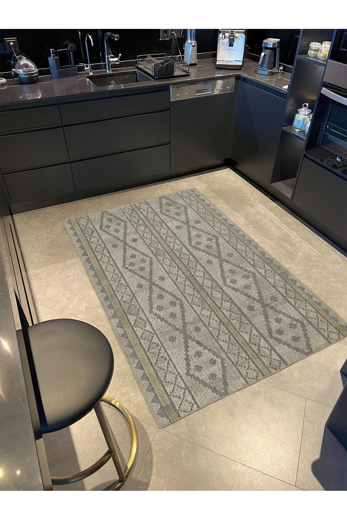 Akan Baklavalı Geometrik Dekoratif Halı ve Yıkanabilir Halı miravip9632