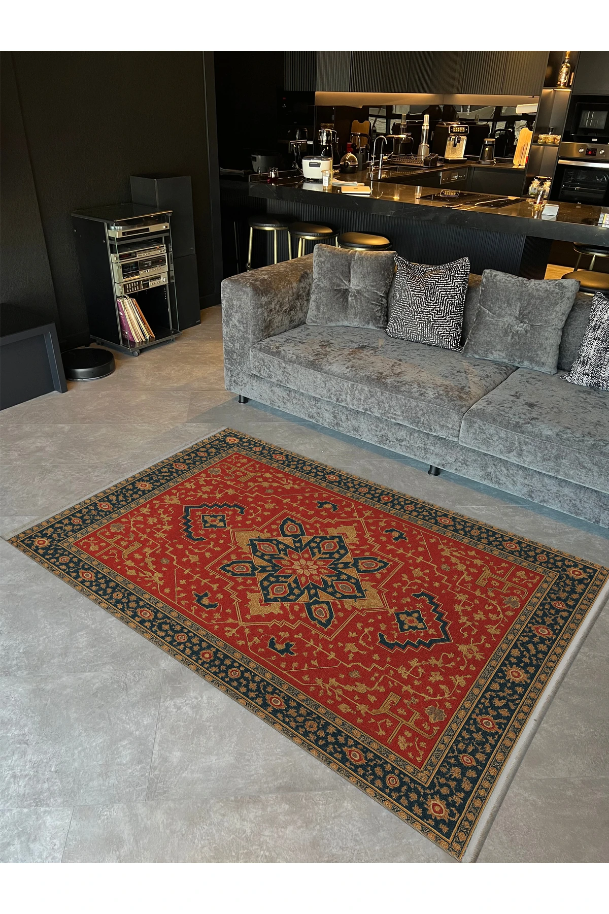 MOSSO Kırmızı Temalı Geleneksel Motif Etnik Desenli Vintage Dekoratif Halı mosso404