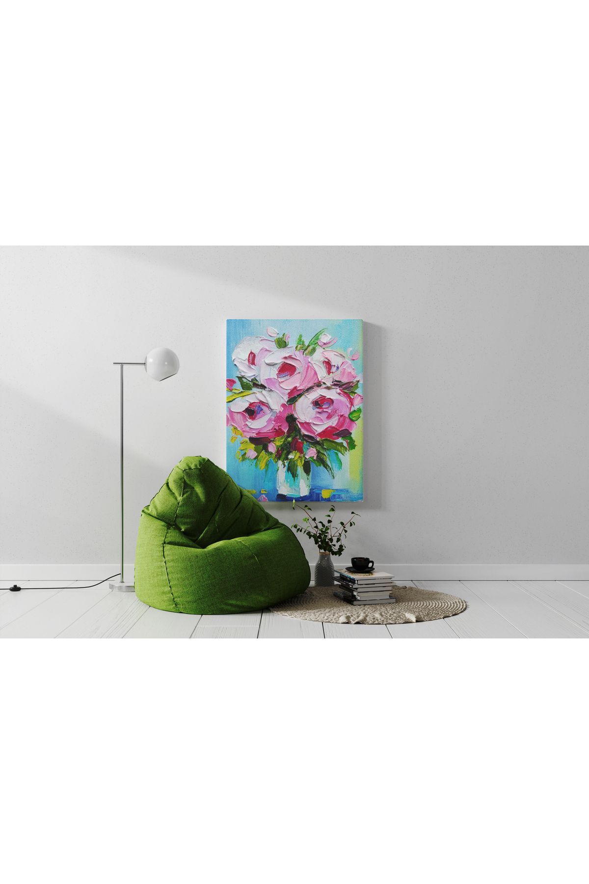 Kanvas Tablo Vazo Çiçek Desenli Renkli Temalı Modern Tablo