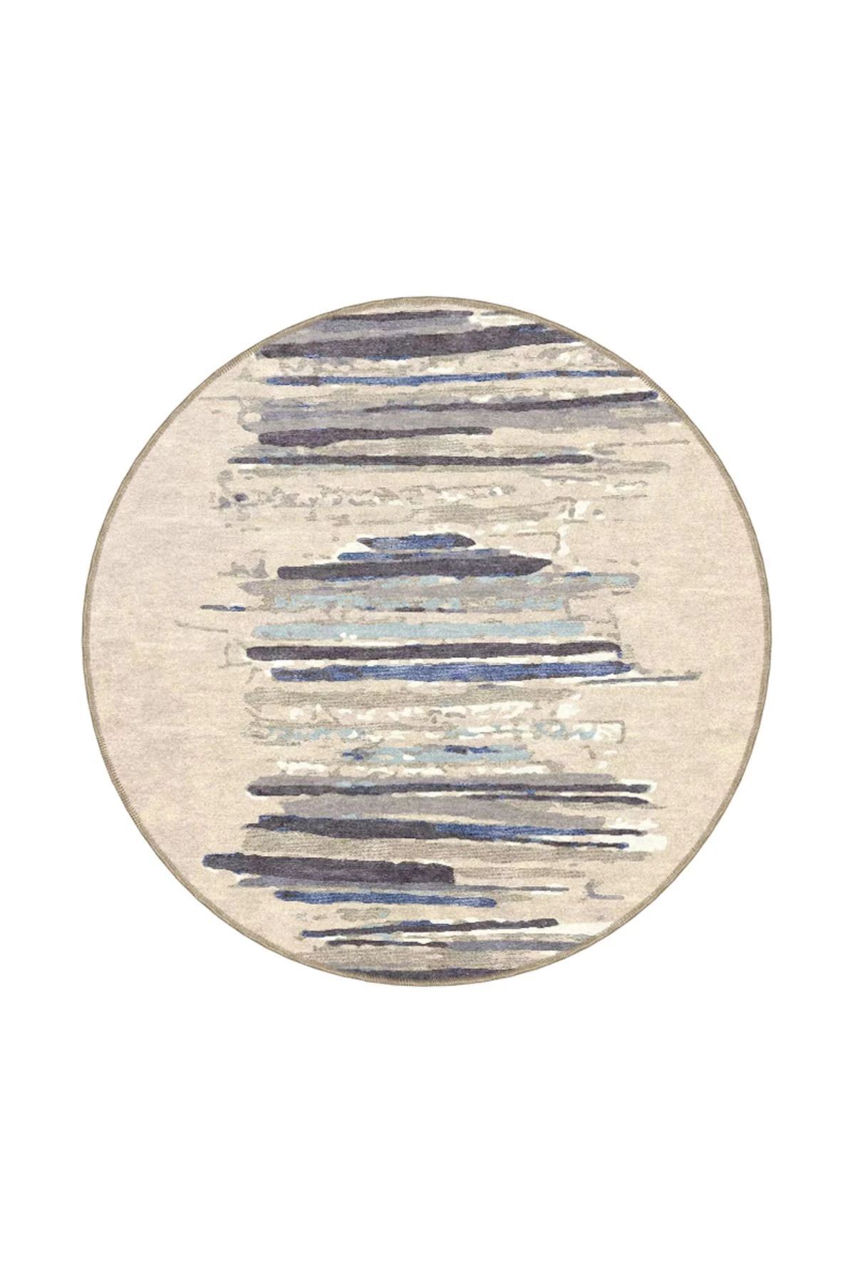 Siyah Krem Çizgili Desenli Dekoratif Halı miravip895