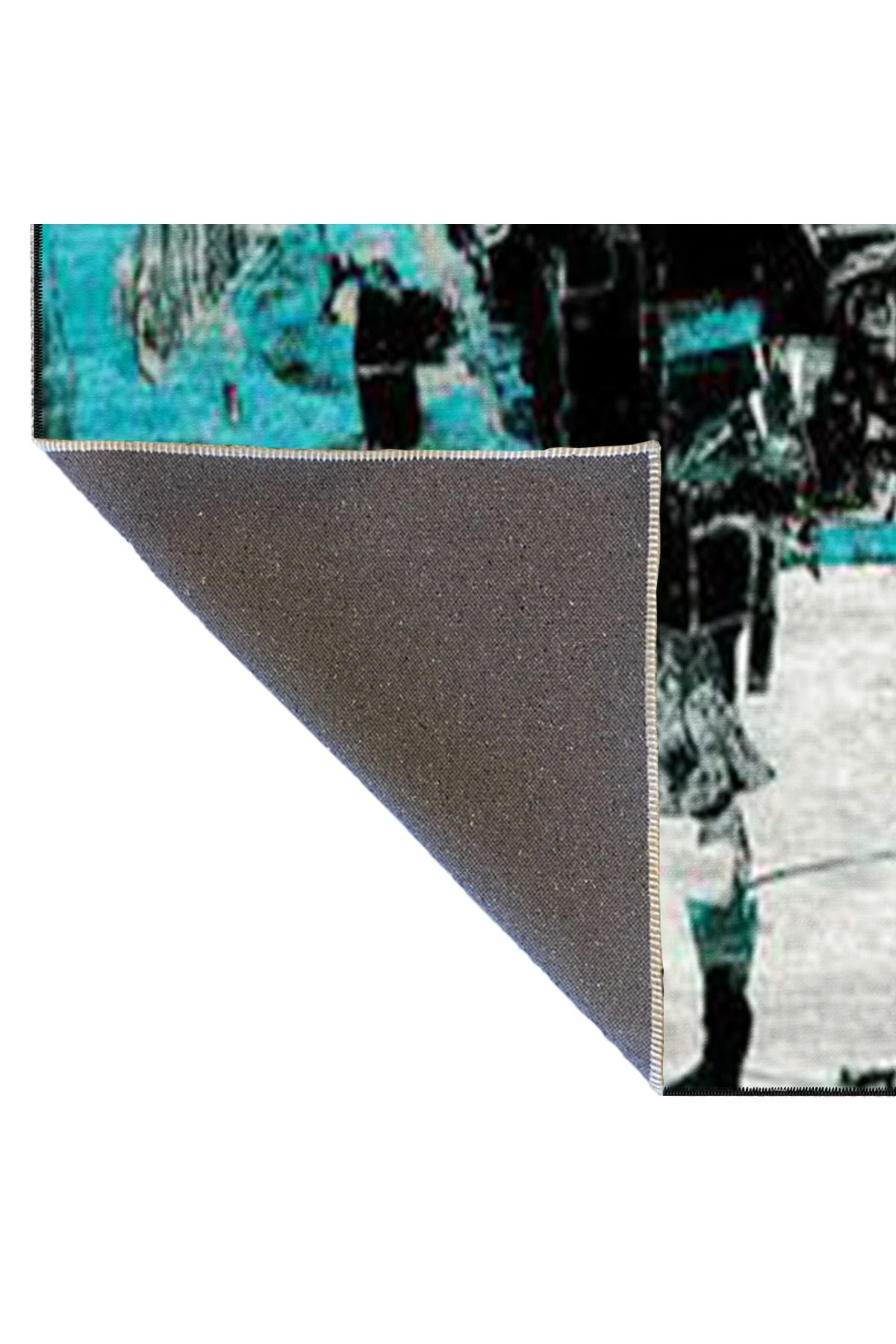 Modern Mavi Beyaz Pastel Boyalı Dekoratif Halı 4467