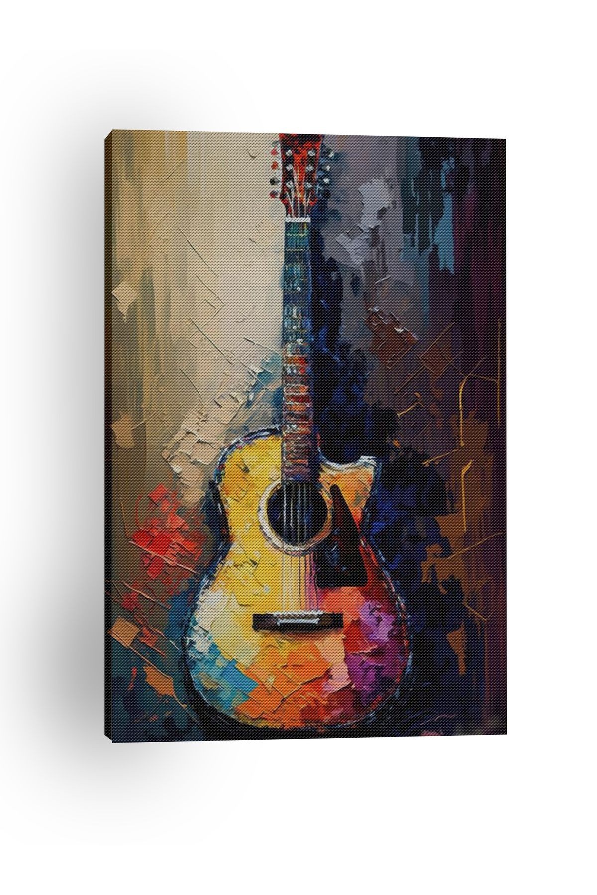 Kanvas Tablo Renkli Gitar Desenli Modern Tablo