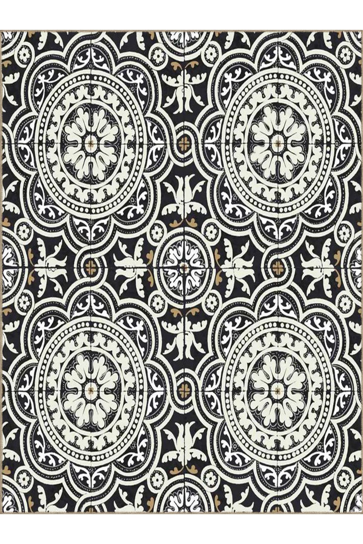 Tuğrul Koleksiyonu Bej Gri Ton Çiçek Motifleri Desenli Dokuma Taban Modern Dekoratif Halı 14