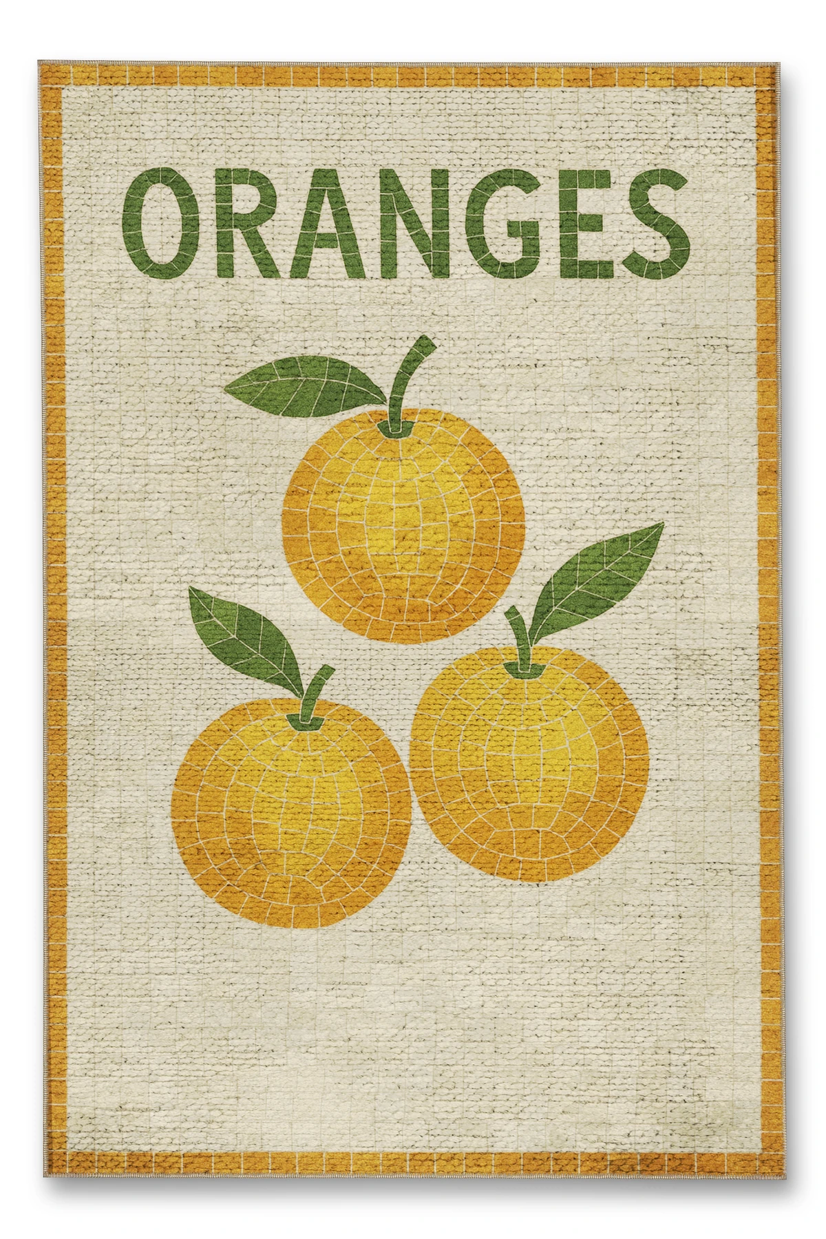 MOSSO Oranges Yazılı Desen Dokuma Taban Vintage Dekoratif Halımosso991