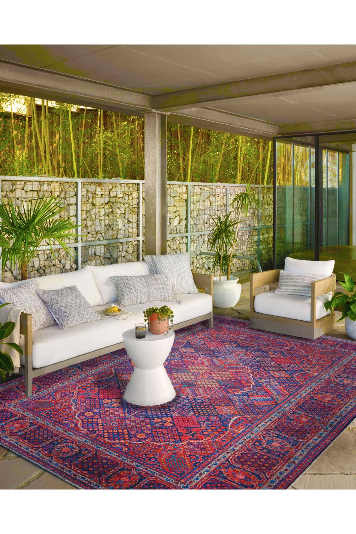 Geleneksel Temalı Geometrik Mor Dekoratif Halı ve Yıkanabilir Halı miravip9613