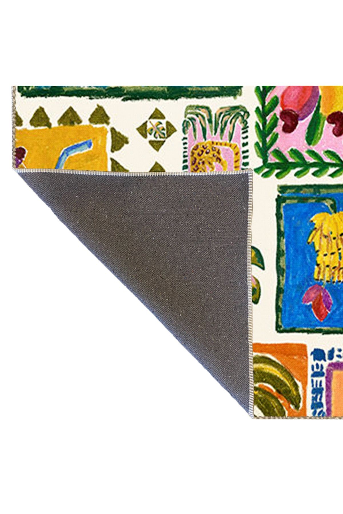 Mixed Meyve Muz Desenli Dokuma Taban Halı miravip8005