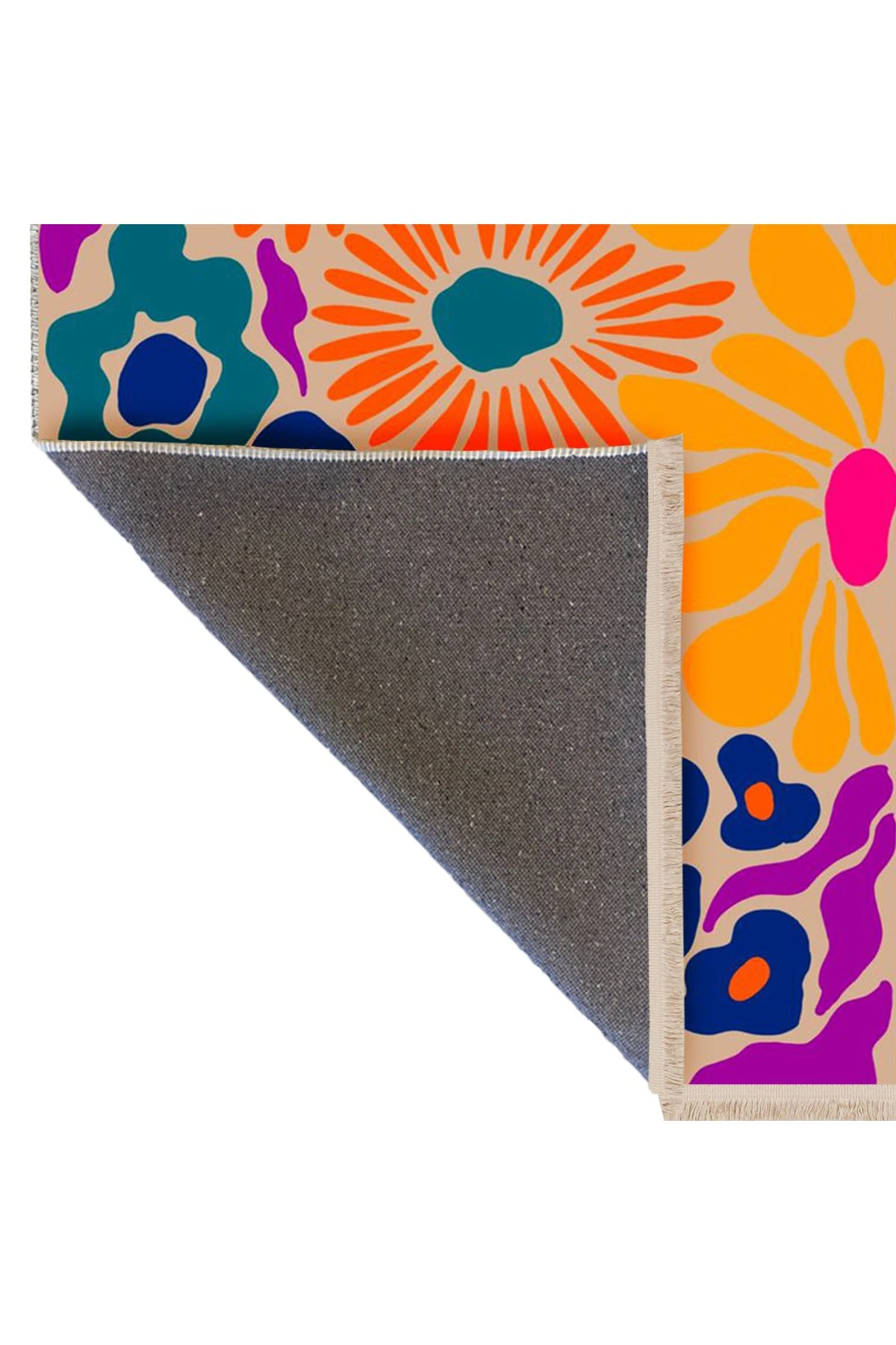 Yılmaz Koleksiyonu Çok Renkli Karma Çiçek Figürleri Desenli Modern Dekoratif Halı 20