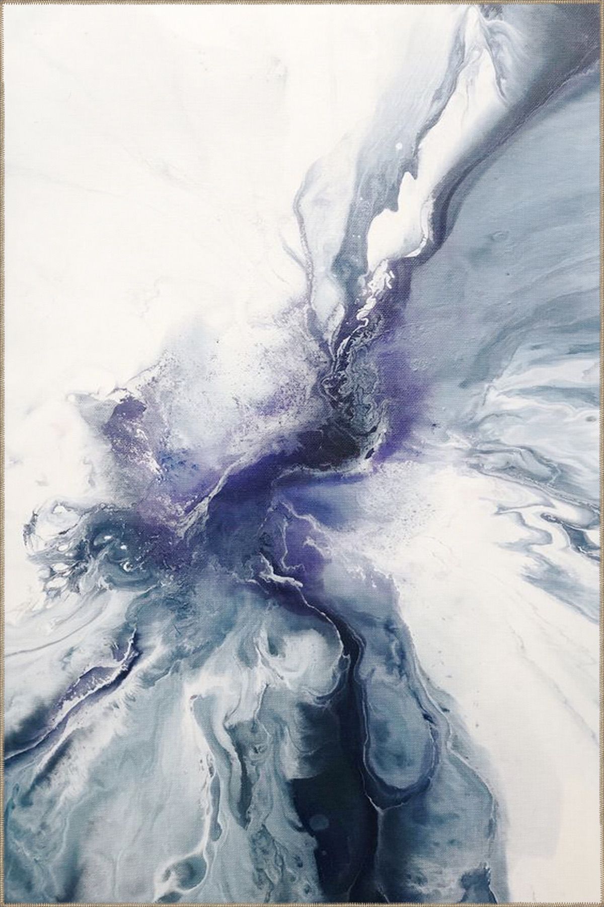 Modern Dumanlı Lacivert Temalı Desenli Dokuma Taban Yıkanabilir Halı miravip9186