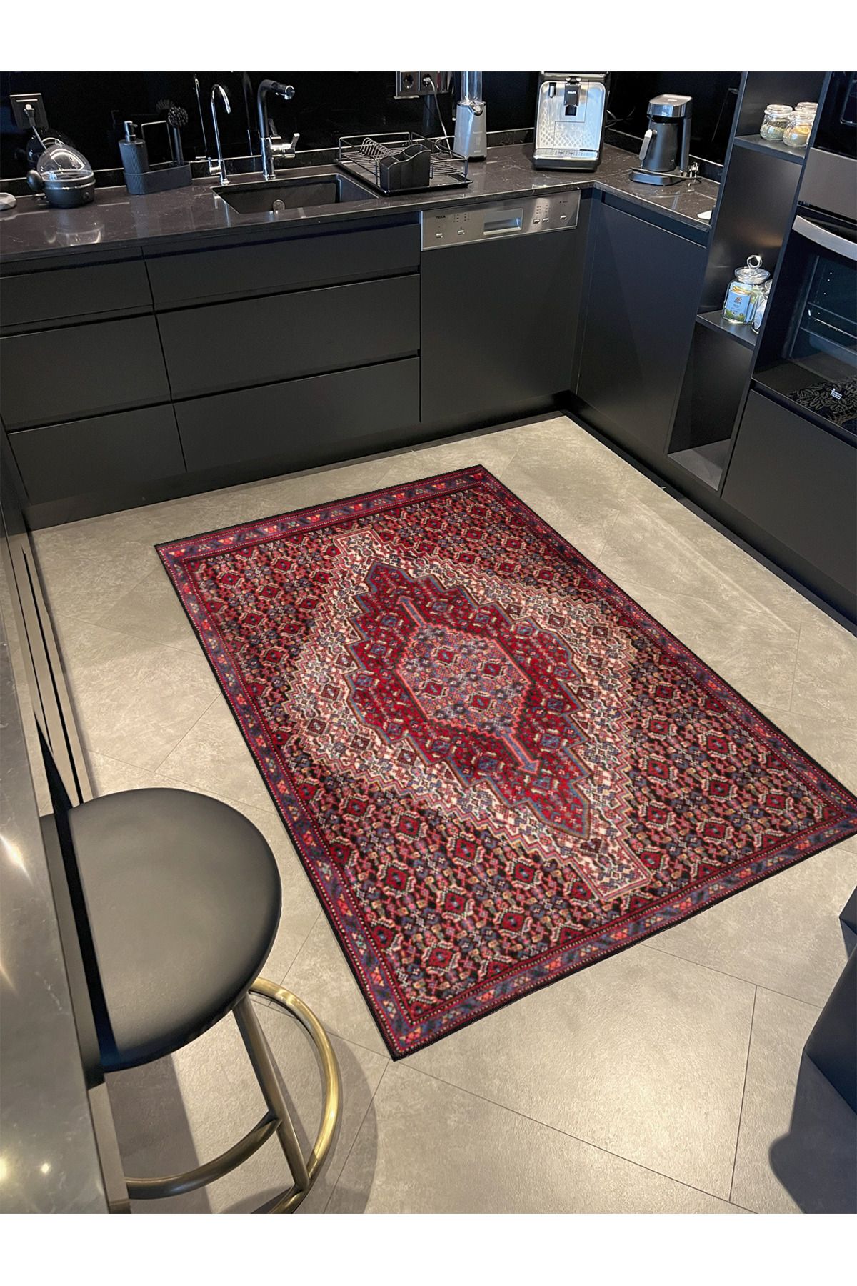 Kırmızı Baklvalı Akan Motifli Çiçekli Renkli Geleneksel Dokuma Taban ve Dekoratif Halı miravip112