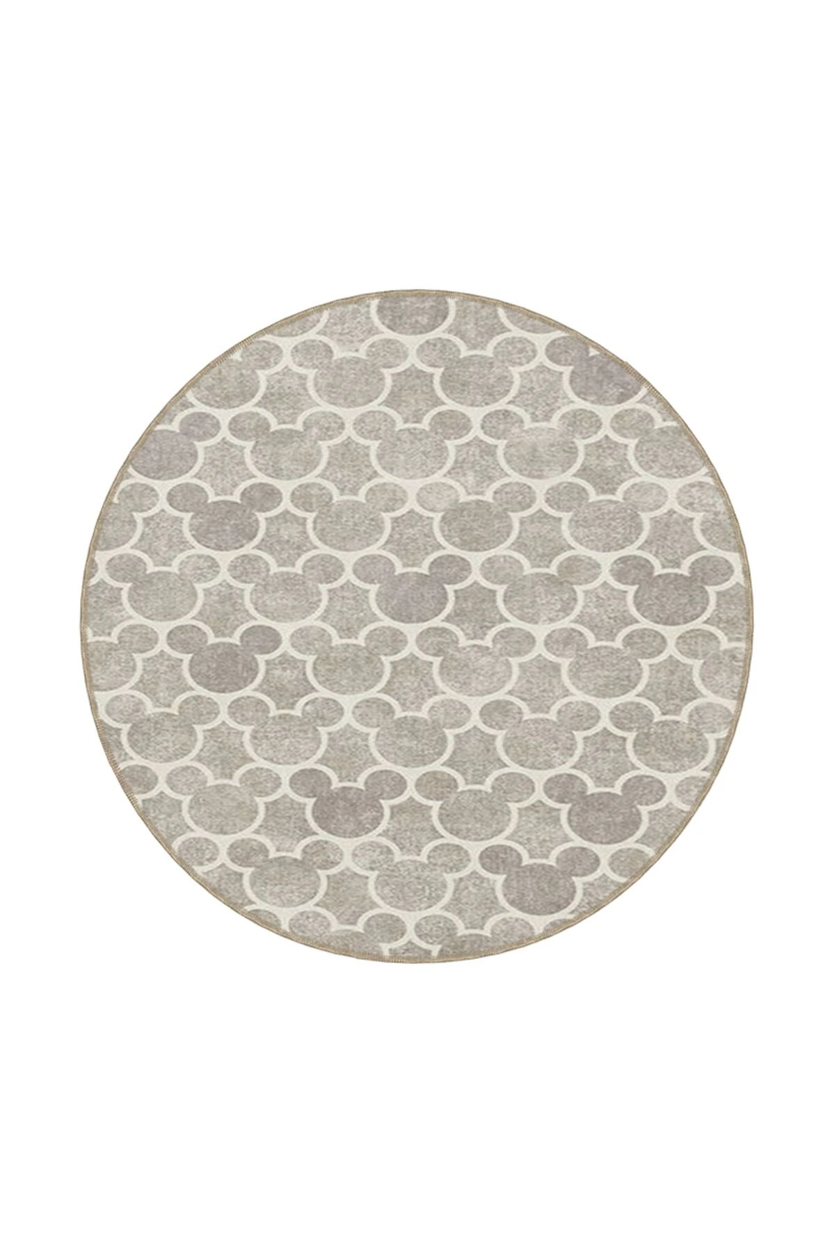 Yıkanabilir Krem Daireli Modern Dokuma Taban Halı miravip8104