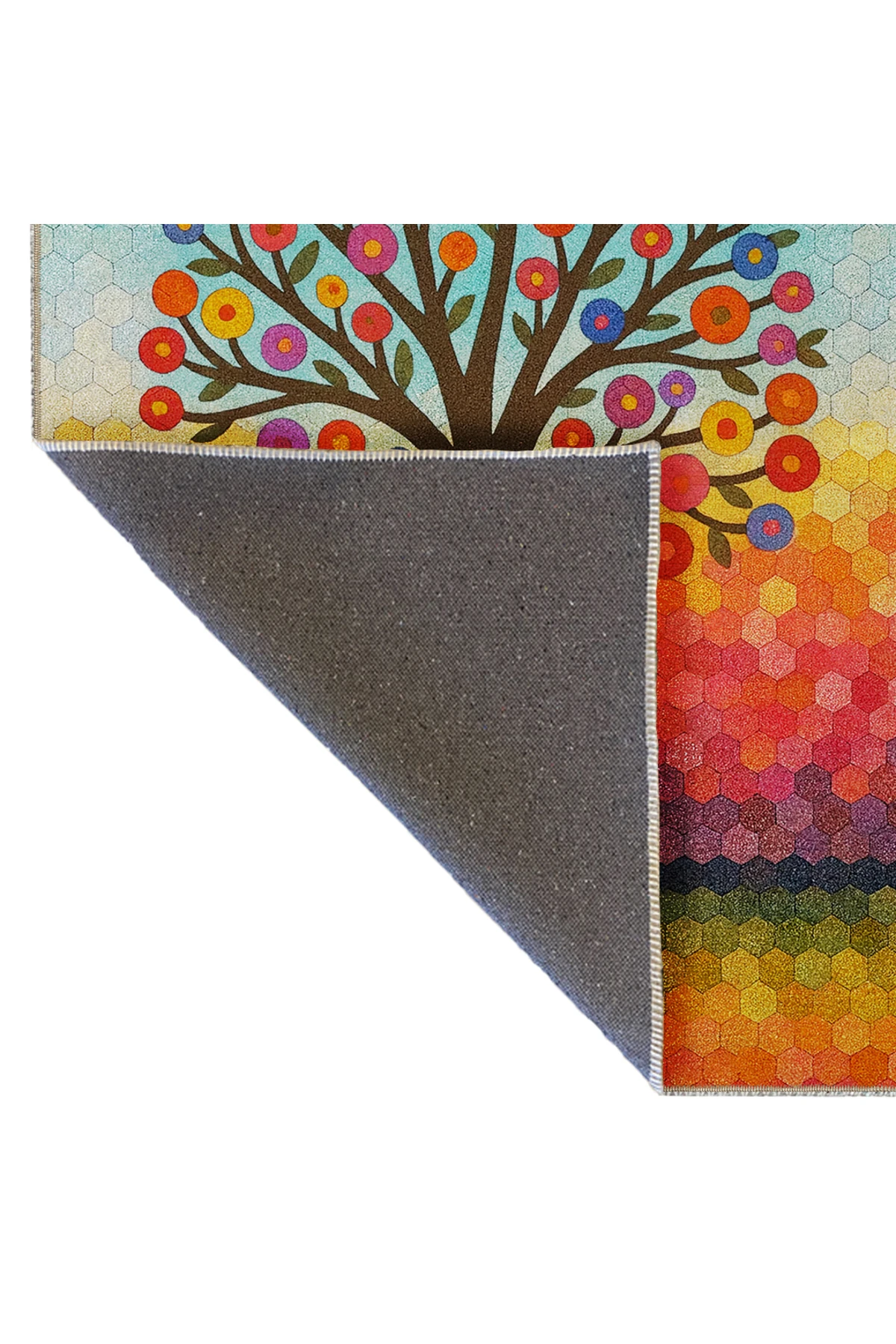 MOSSO Ağaç Temalı Çok Renkli Desen Temalı Desenli Modern Dekoratif Halı mosso426