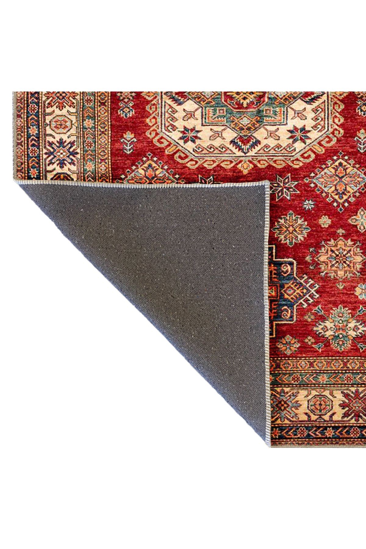 Bej Kırmızı Temalı Geleneksel Motif Etnik Desenli Vintage Dekoratif Halı 4780