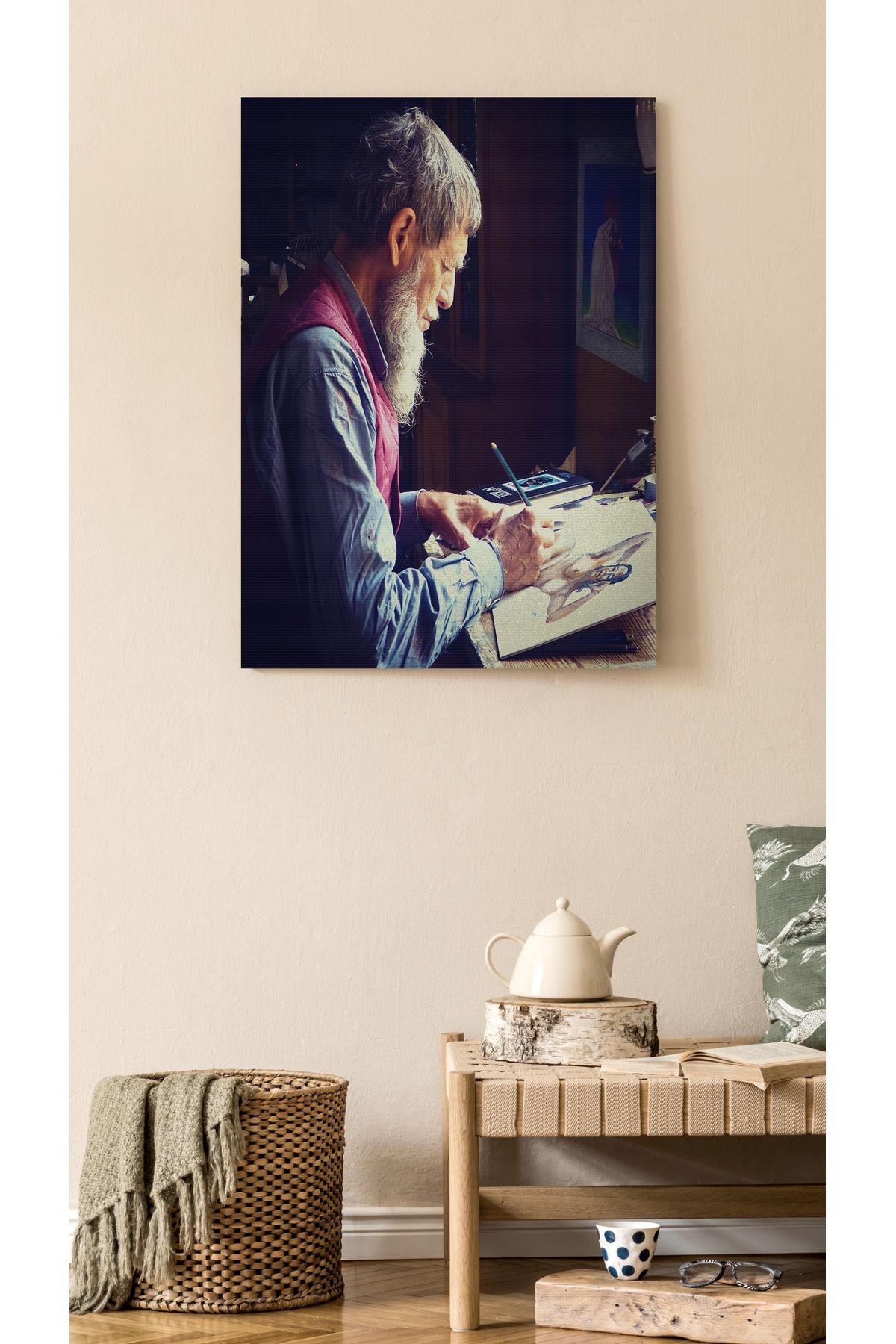 Kanvas Tablo Ressam Adam Desenli Modern Tablo