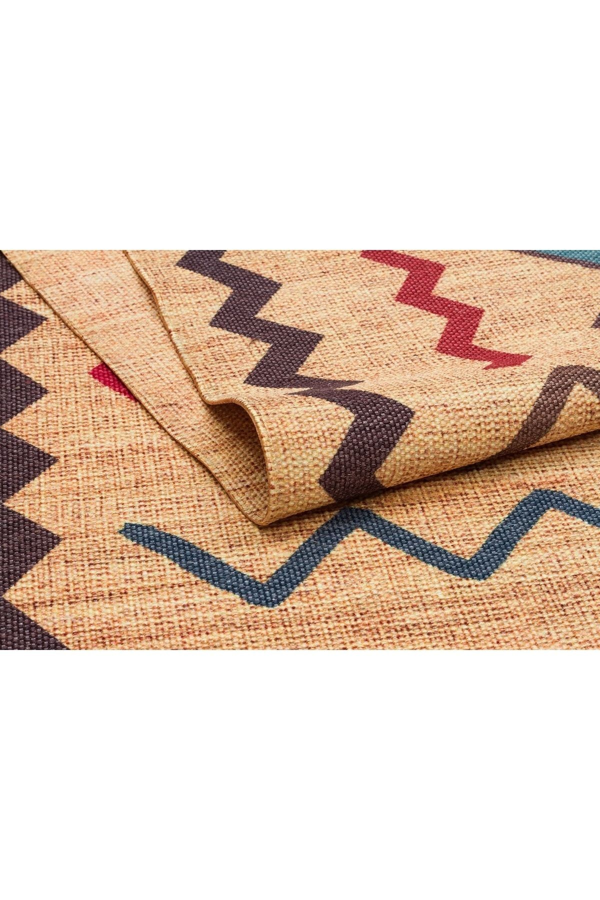 Moroccan 535 Etnik Desenli Boho Stil Jüt Görünüm Saçaklı Kilim