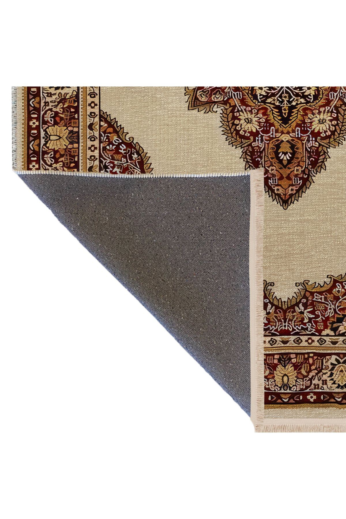 Turuncu Ton Çok Renkli Geleneksel Motif Etnik Desenli Kreatif Vintage Dekoratif Halı 2394