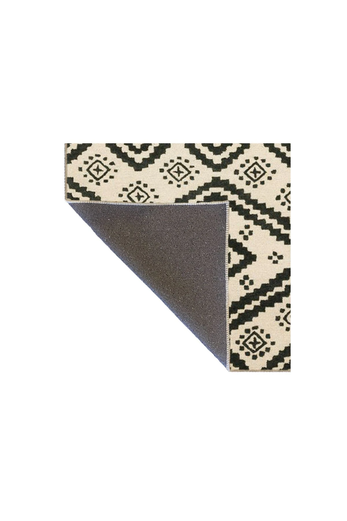 Krem Baklava Çapraz Geometrik Desenli Dokuma Taban Halı miravip341
