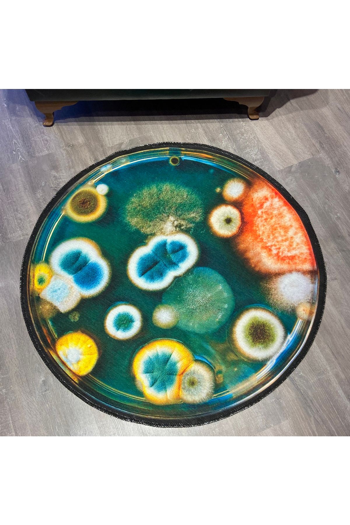 Mira 809 Soyut Desen Çok Renkli Dekoratif Kaymaz Taban Çap Yıkanabilir Halı