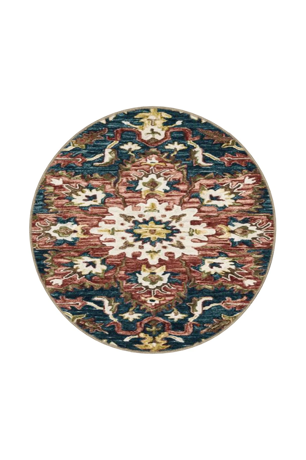 Kırmızı Mavi Tonlarda Geleneksel Baklavalı Desenli Dokuma Taban Halı miravip328