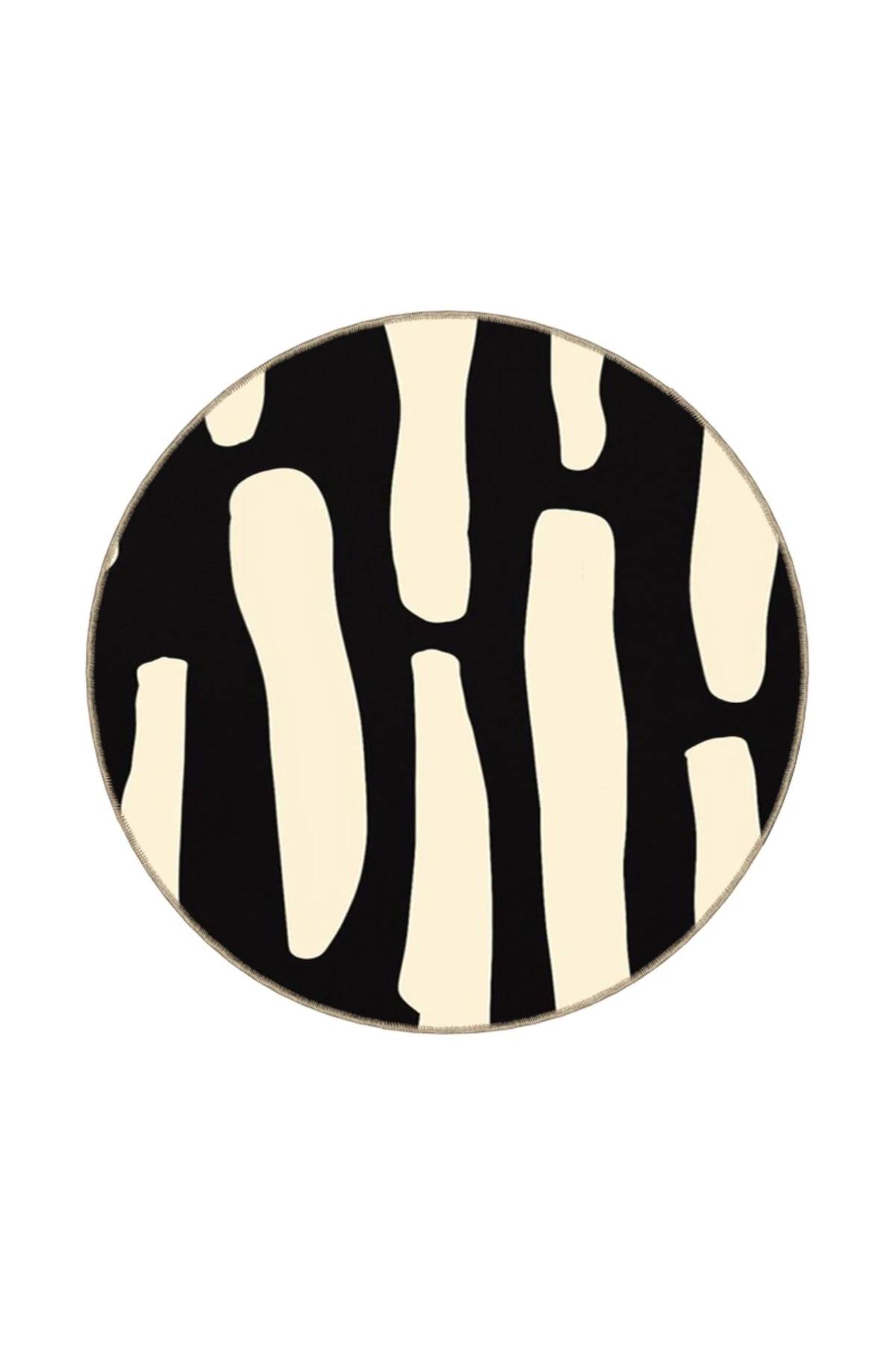 Siyah Krem Modern Desenli Dokuma Taban ve Yıkanabilir Halı miravip9502