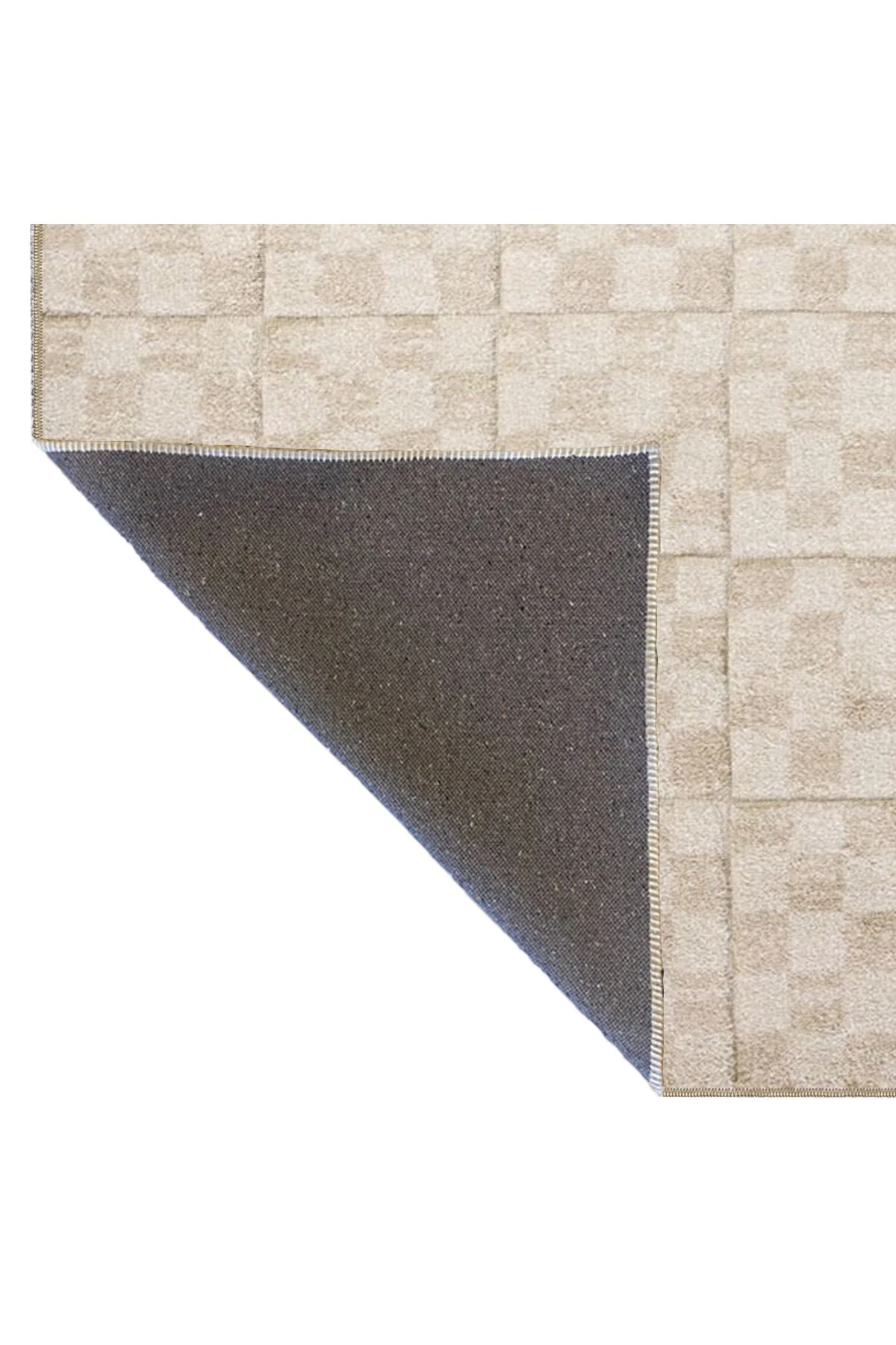 Küplü Kareli Krem Dokuma Taban Yıkanabilir Halı miravip9099