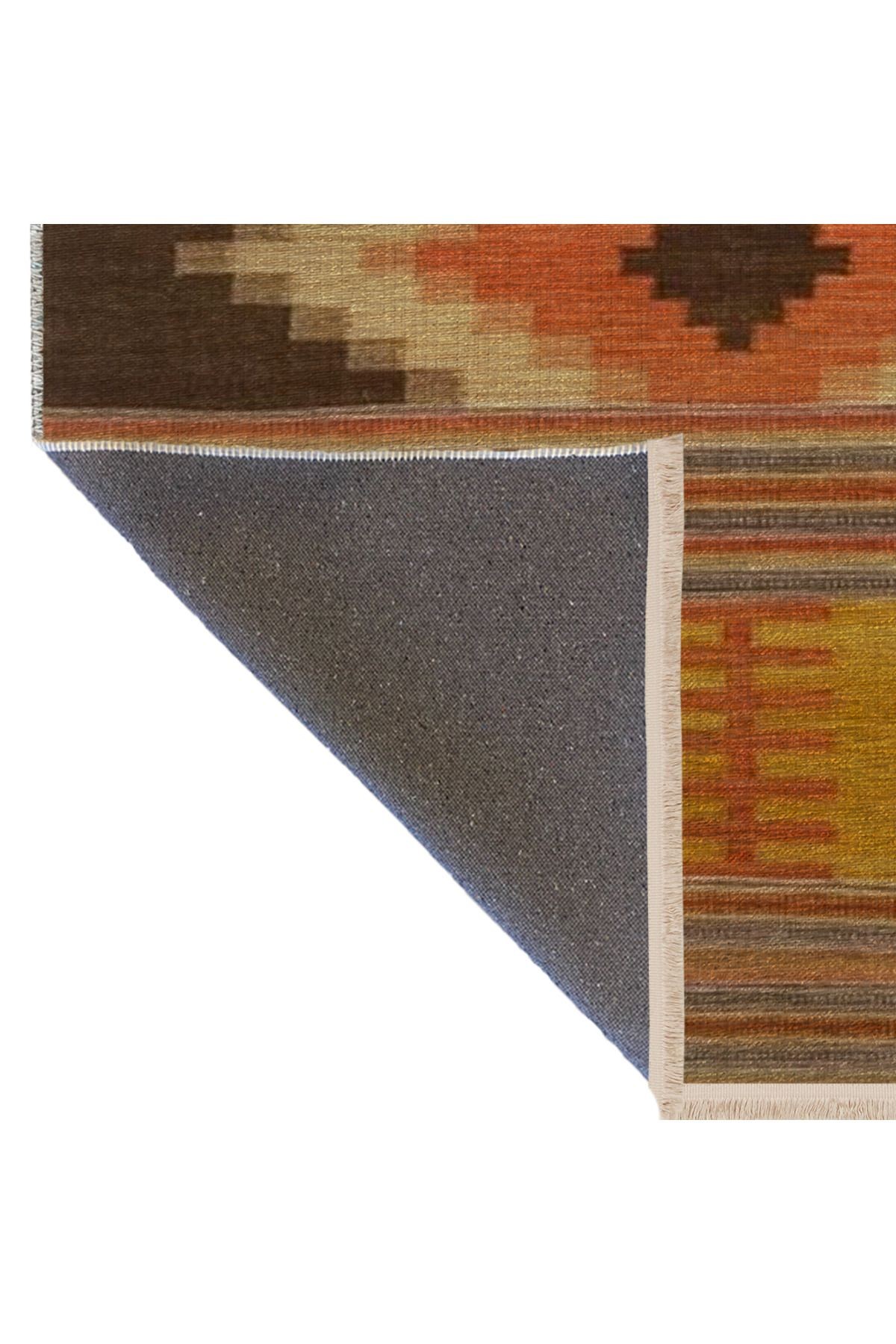 Çok Renkli Hasır Tasarım Geleneksel Motif Desenli Vintage Dekoratif Halı 2677