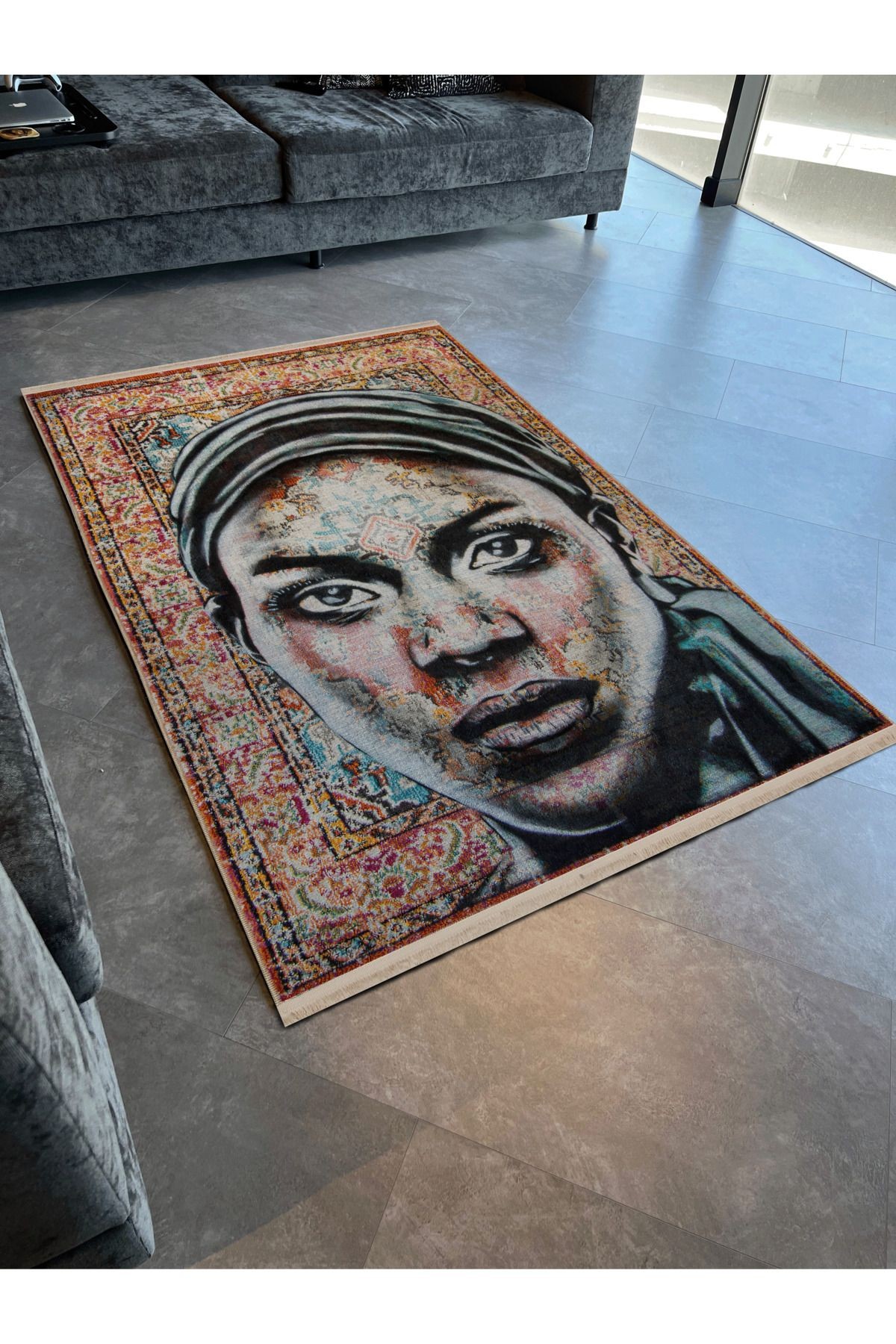 Çok Renkli Geleneksel Motif Etnik Desenli Kreatif Vintage Dekoratif Halı 2589