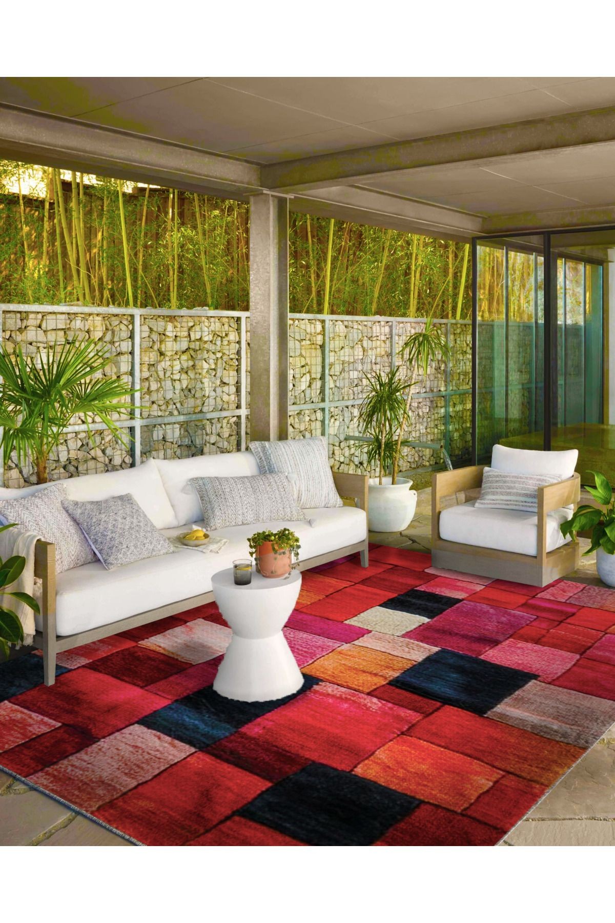 Paris Koleksiyonu Çok Renkli Patchwork Desenli Modern Dekoratif Halı 129