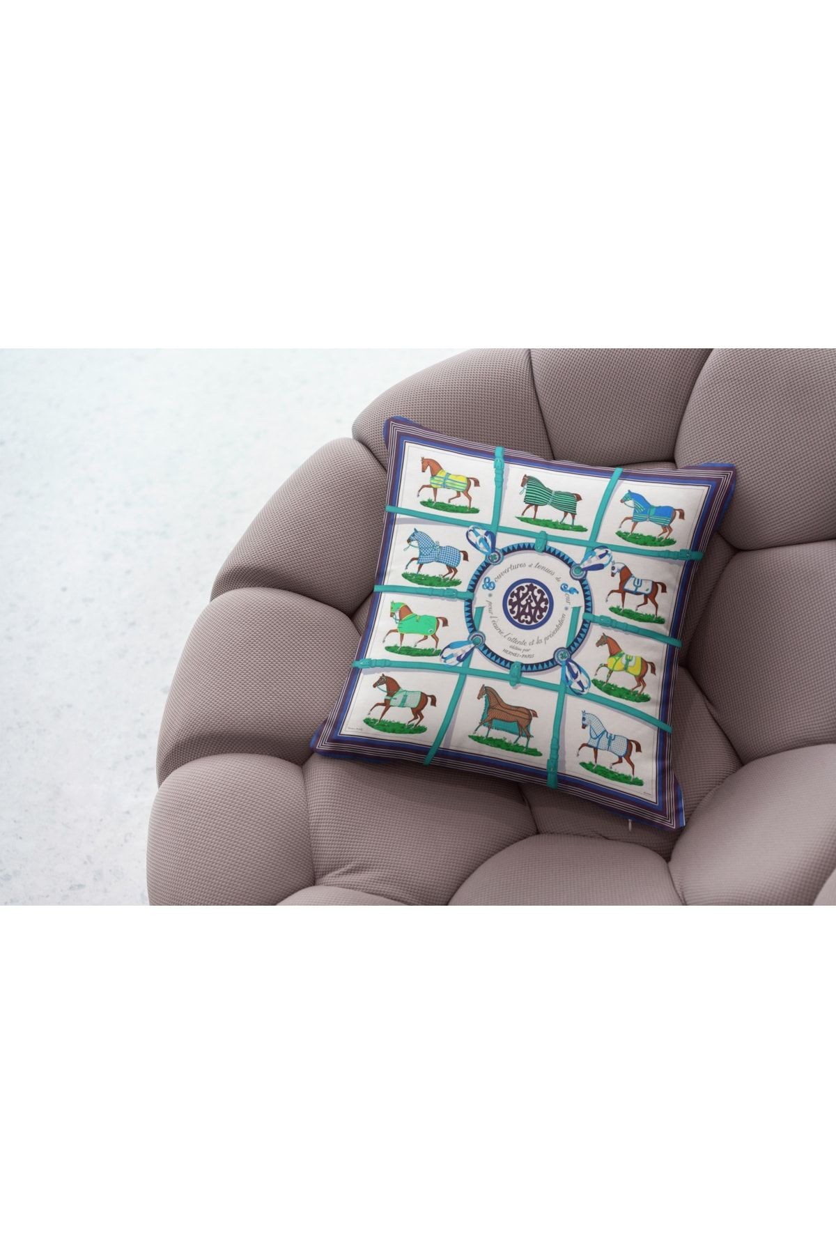 Kırlent Lacivert Bordo Mavi Atlar Temalı Pillow54