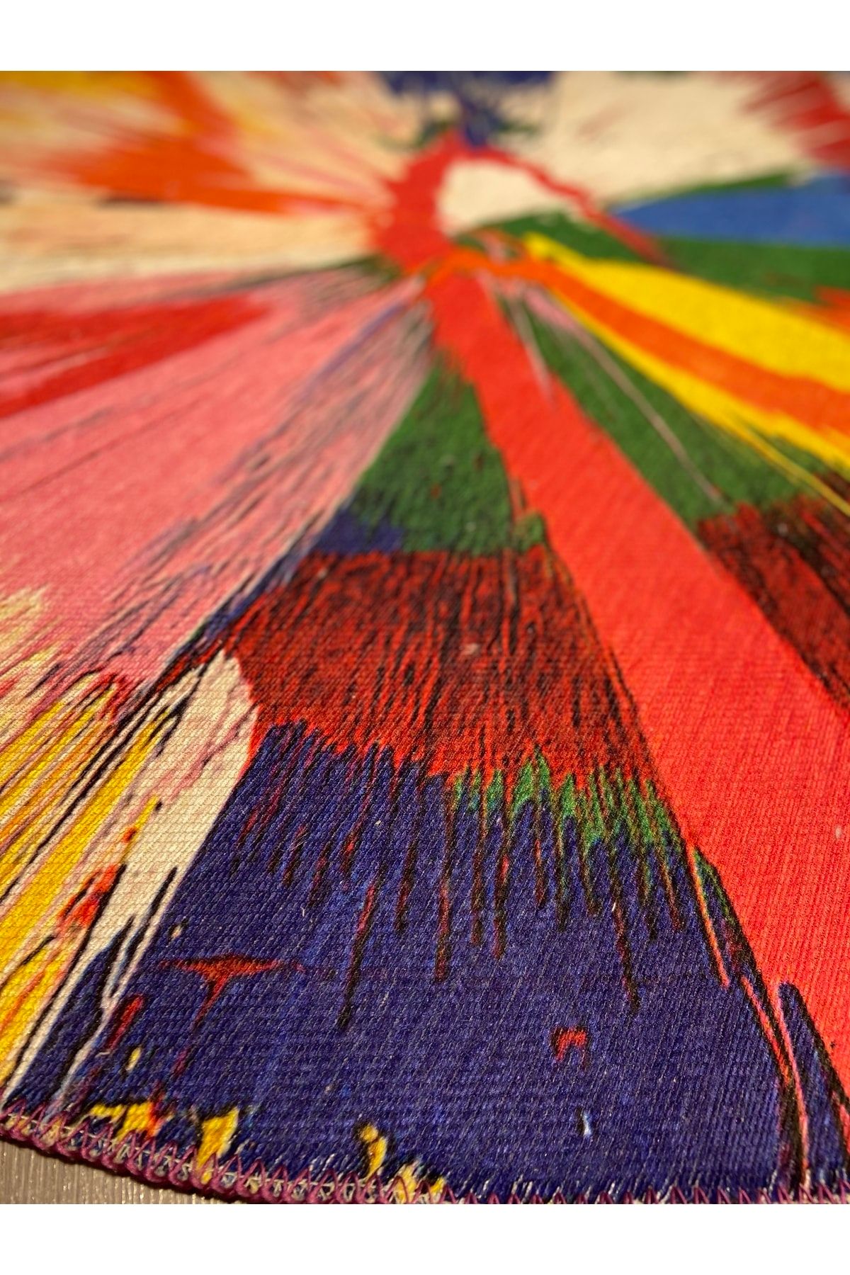 Mira Soyut Desen Çok Renkli Dekoratif Kaymaz Taban Çap Yıkanabilir Halı 819