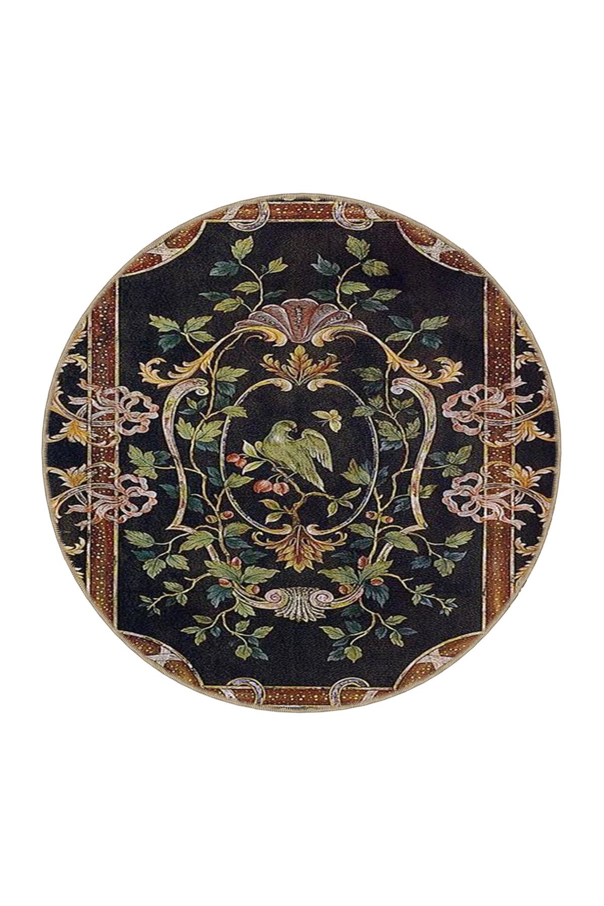 Kahverengi Siyah Geometrik Floral Modern Dekoratif Halı miravip150