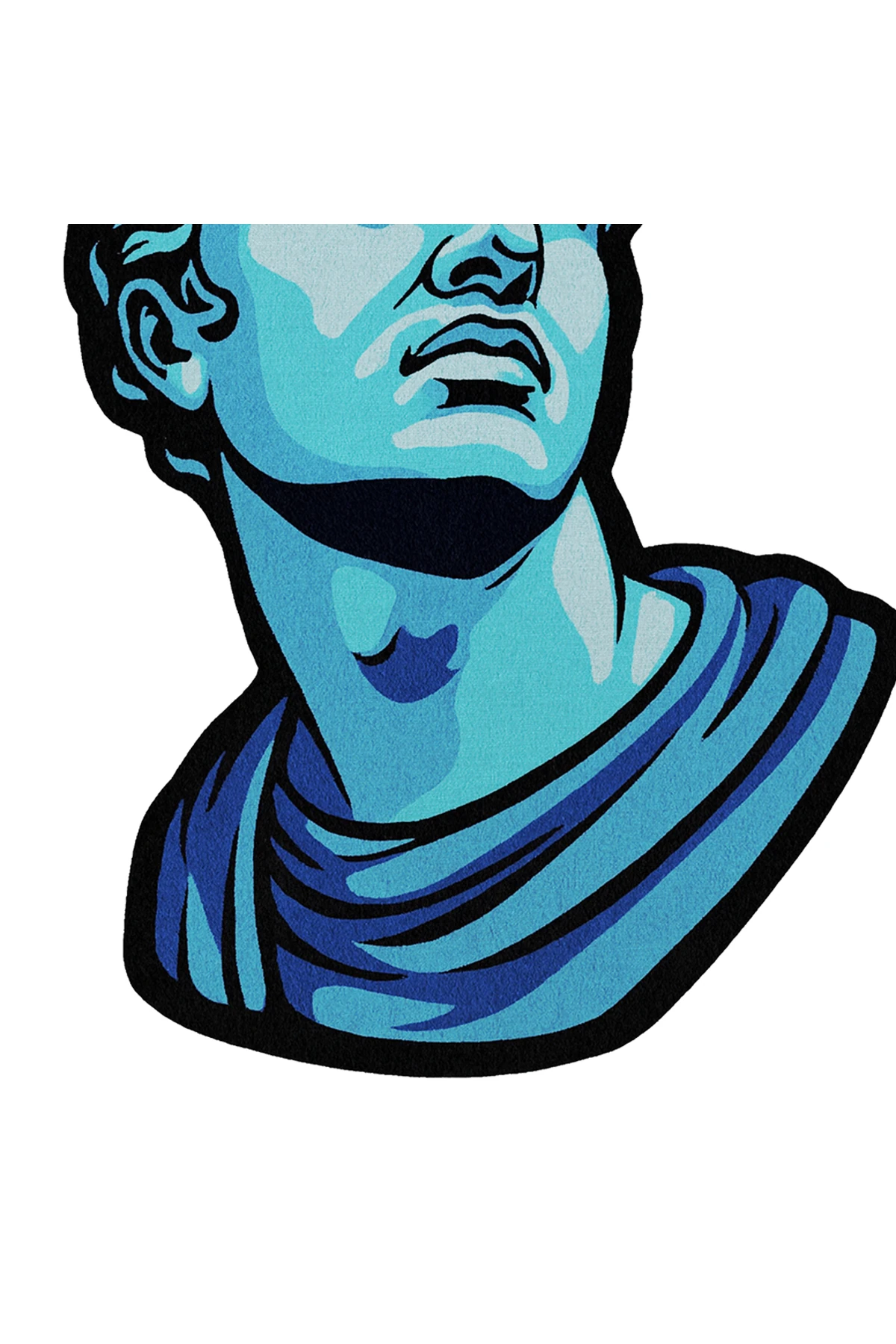 MOSSO Mavi Tonda Yunan Heykeli Figürü Desenli Dokuma Taban Modern Dekoratif Halı mosso343