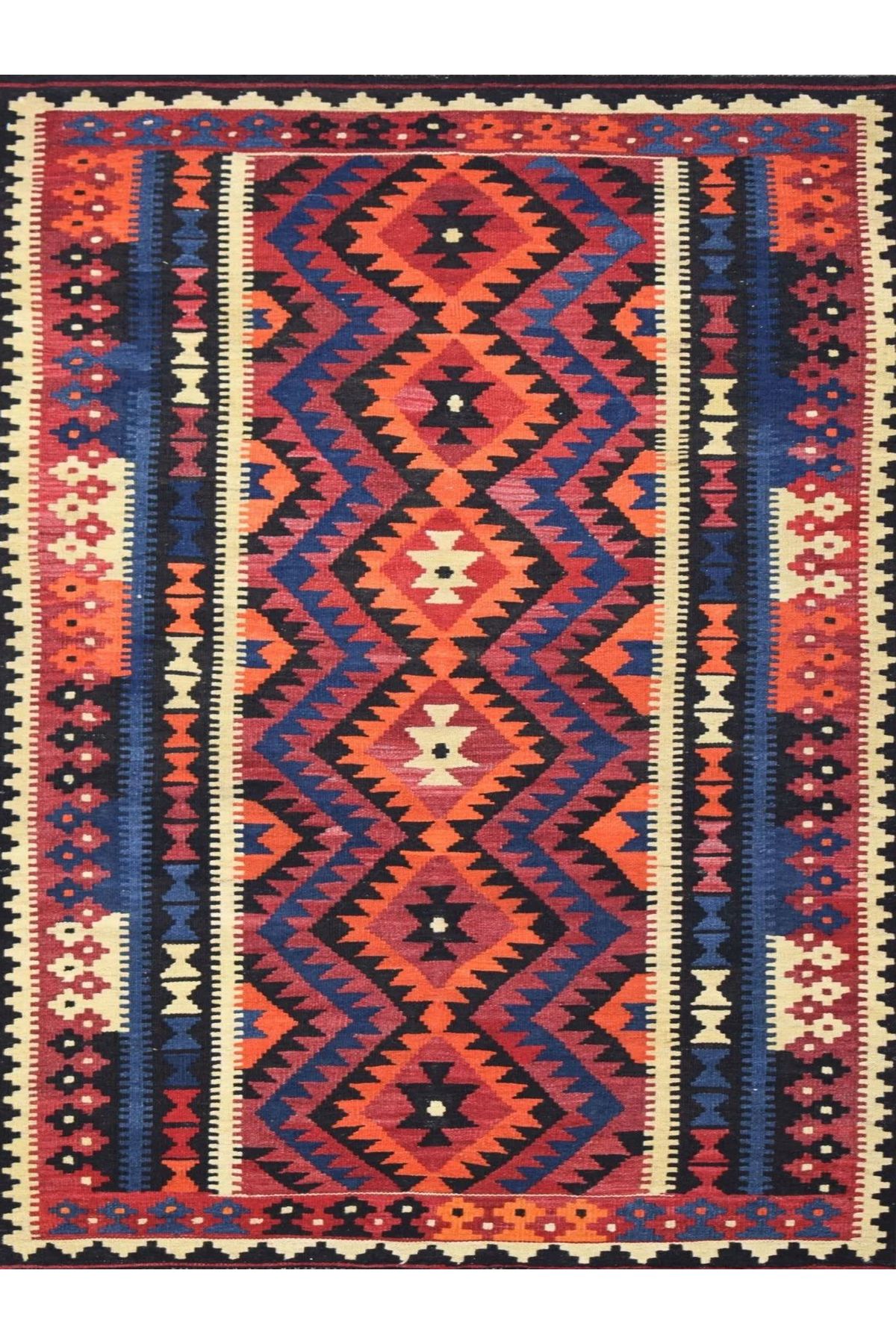 Mete Koleksiyonu Çok Renkli Geometrik Motifler ve İskandinav Desenli Vintage Dekoratif Halı 41