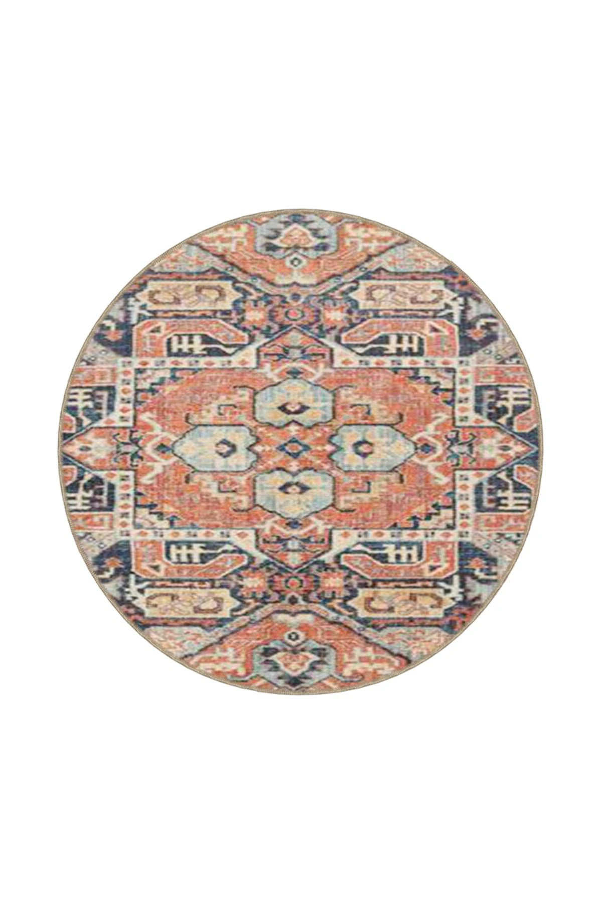 Krem Tonlarda Geometrik Dokuma Taban ve Dekoratif Halı miravip608