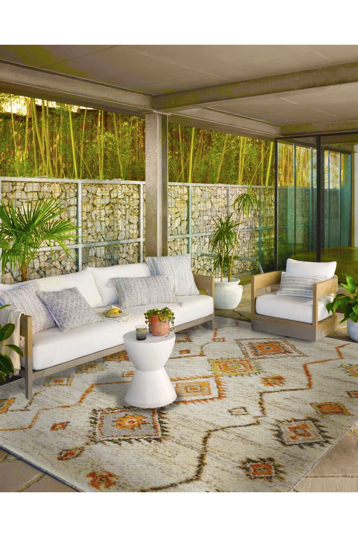 Baklavalı Krem Temalı Desenli Dokuma Taban Halı ve Yıkanabilir Halı aloha134