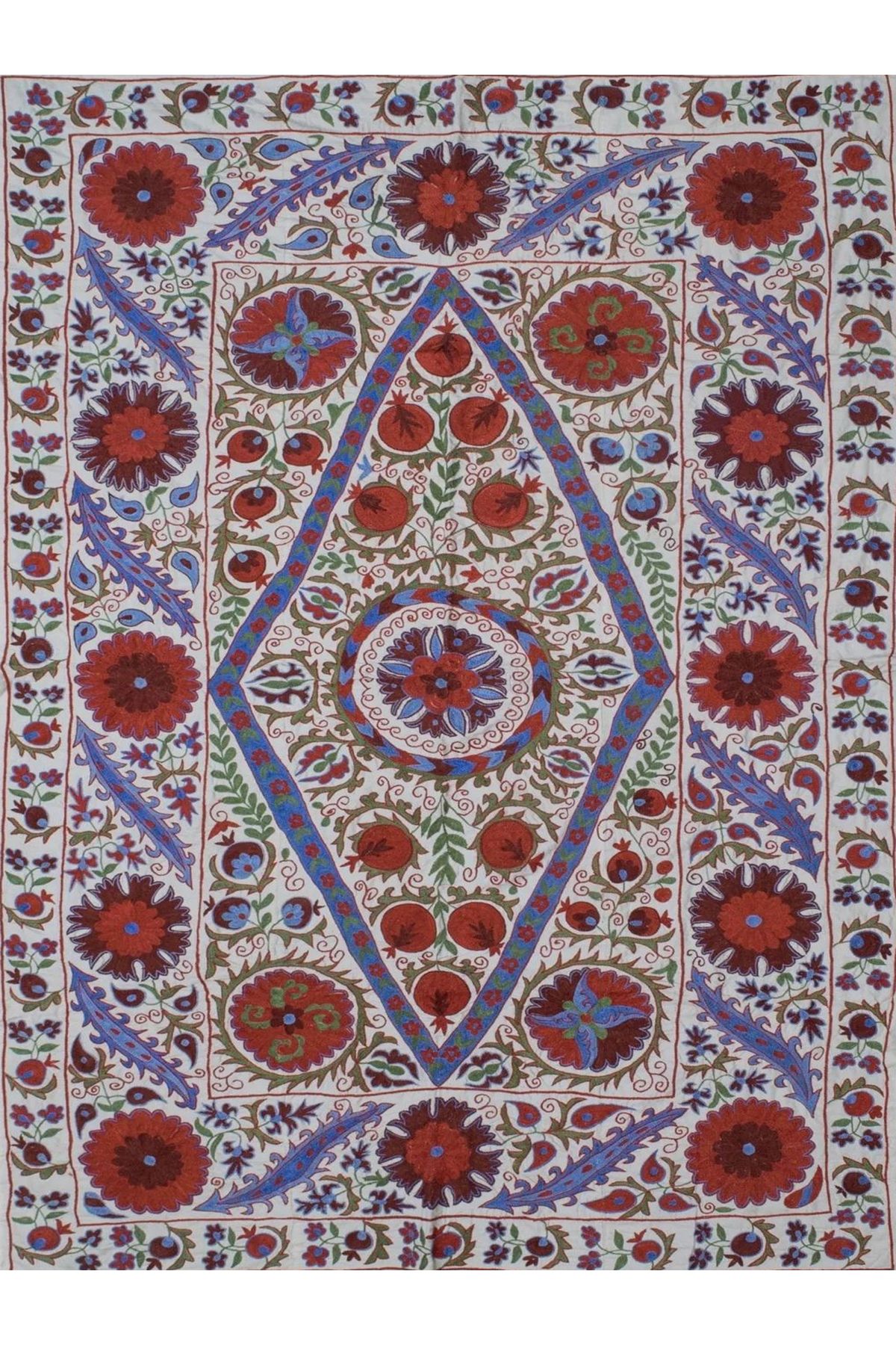 Mete Koleksiyonu Çok Renkli Floral Çiçek Motifleri Desenli Vintage Dekoratif Halı 42