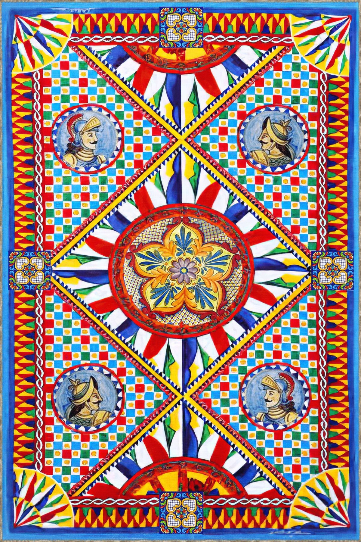 Berlin Çok Renkli Floral ve Geometrik Desenli Modern Dekoratif Halı 3872