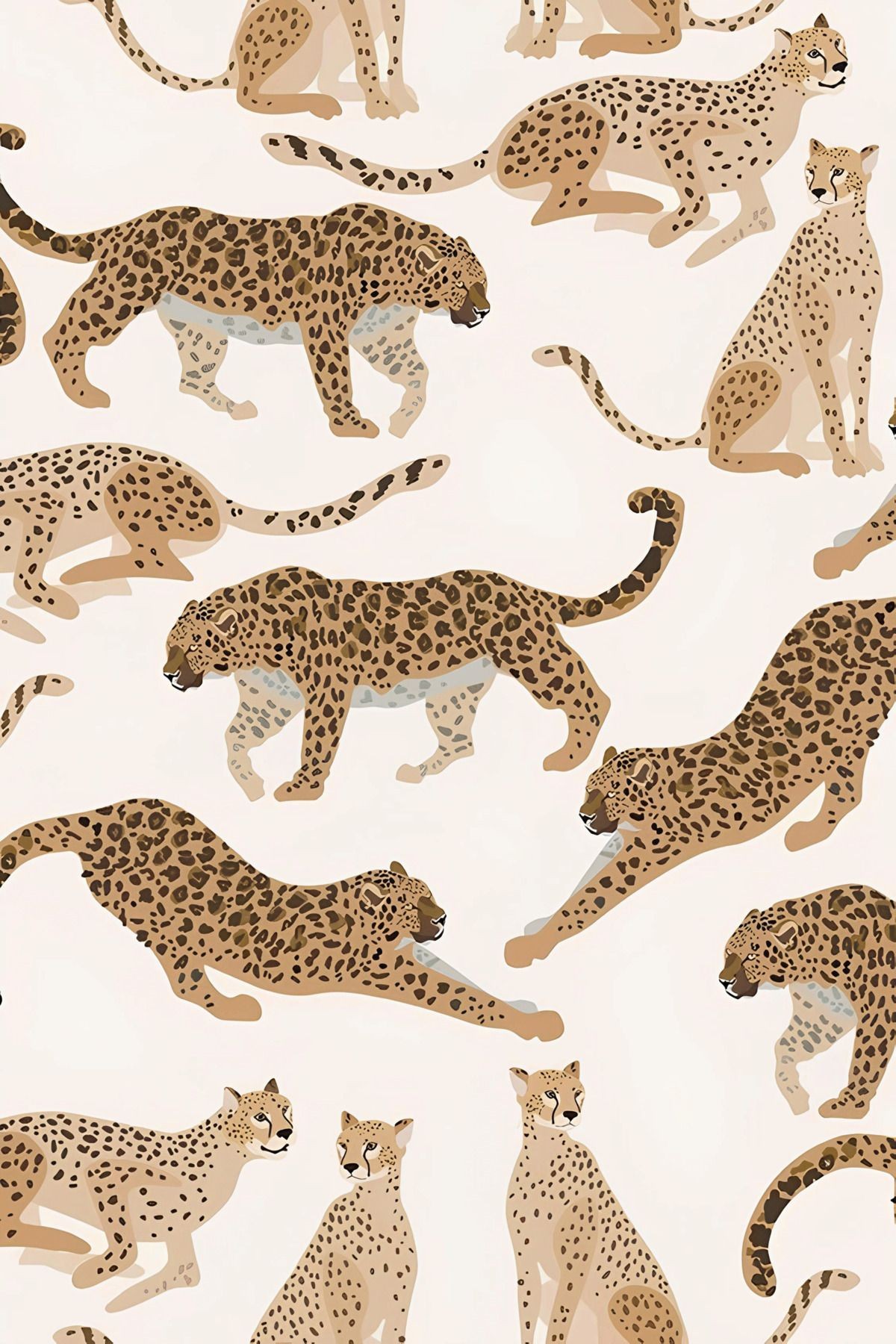 Bej Temalı Leopar Desenli Modern Dekoratif Halı 1657