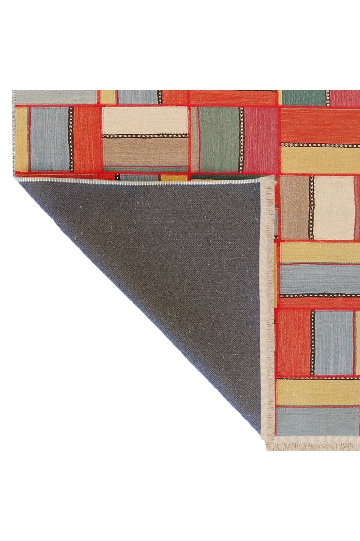 Kuzey Koleksiyonu Çok Renkli Desenli Dokuma Taban Dekoratif Halı kuzey46